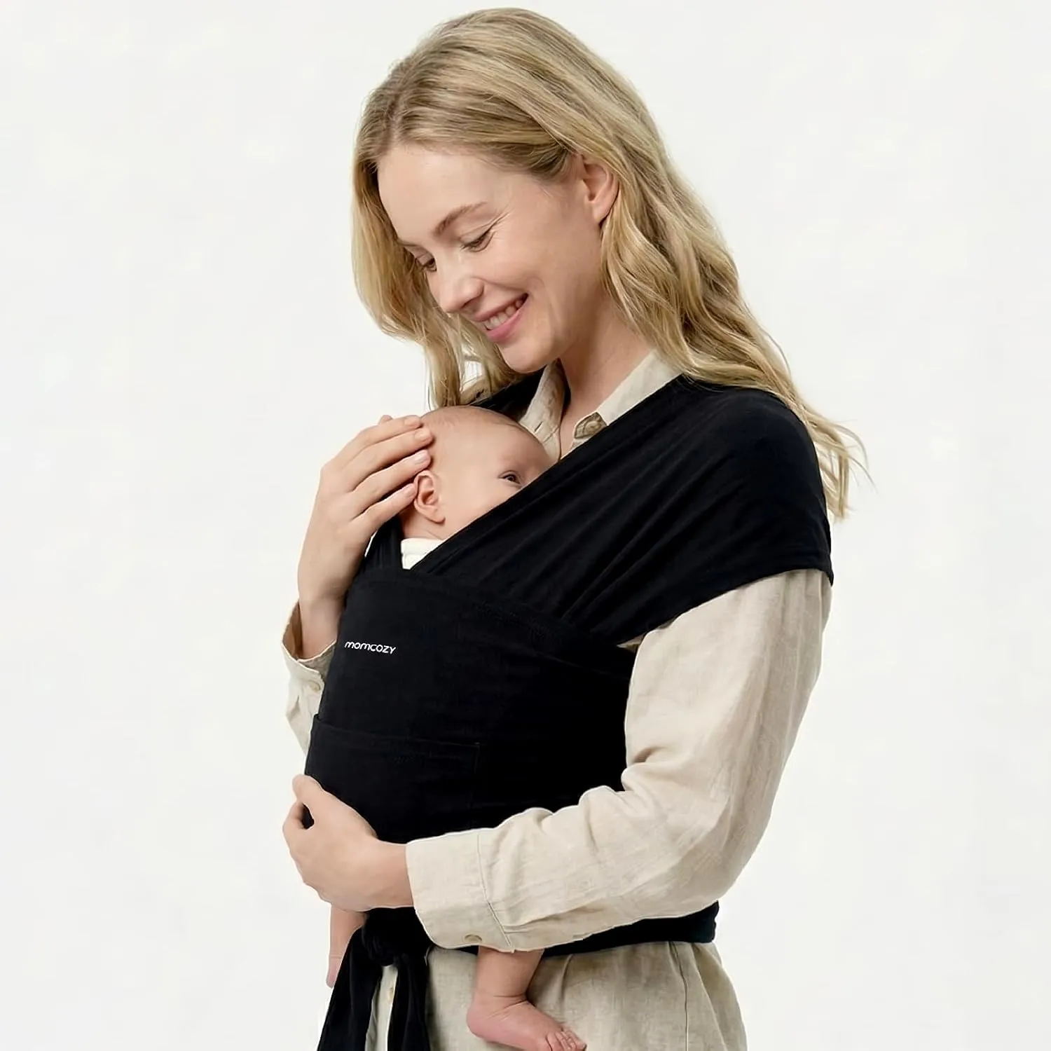 Momcozy Elastisches Tragetuch Baby Neugeborene ab Geburt | Ring Sling Babytragetuch für 3.6-15 kg | Atmungsaktiv & Ergo…