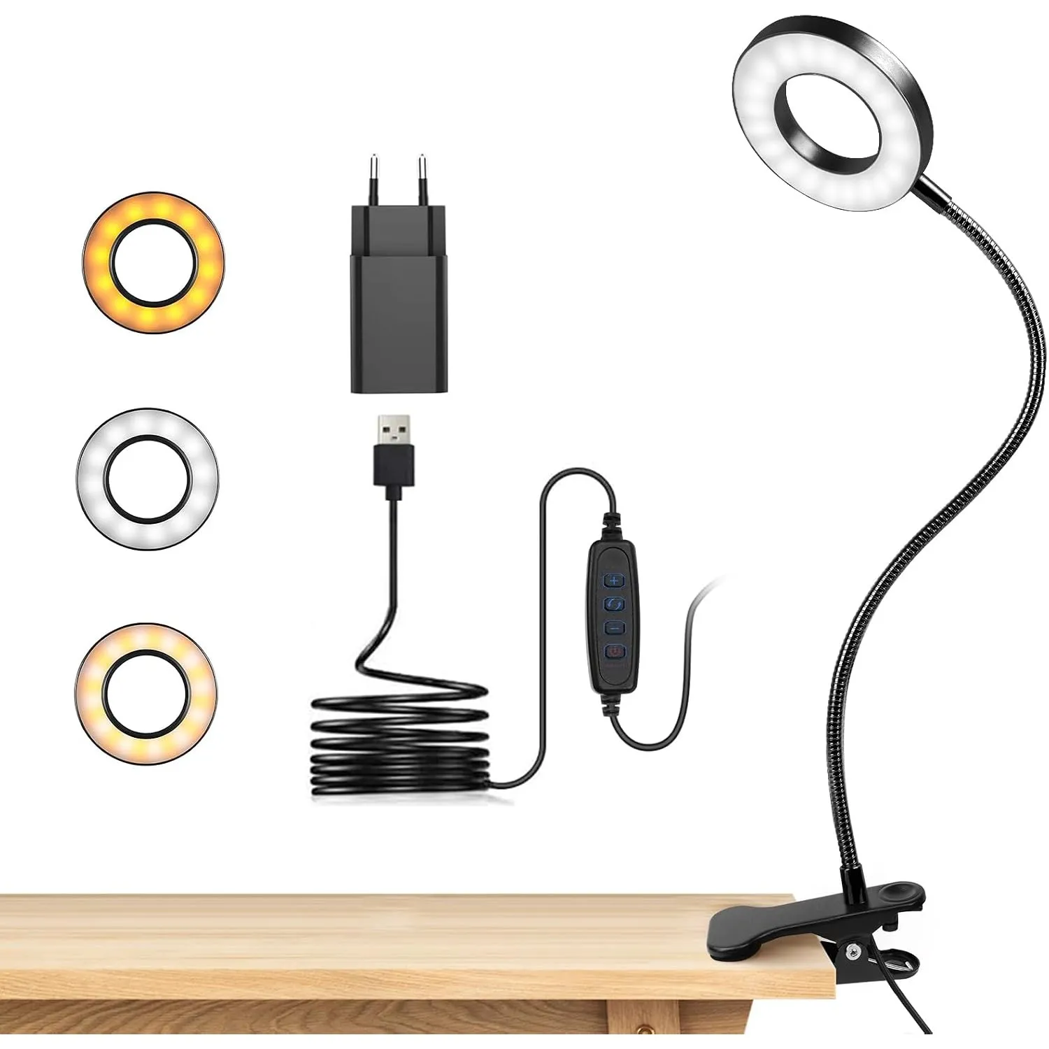 LED Leselampe Buch Klemme für Schreibtisch & Bett • 48 LEDs, 10 Helligkeitsstufen & 3 Farbtemperatur Modi, Augenschonen…