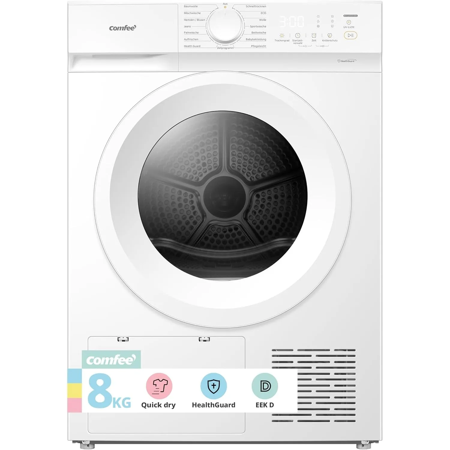 Comfee Wärmepumpentrockner 8 kg Energieklasse D Weiß CD08EHP05W