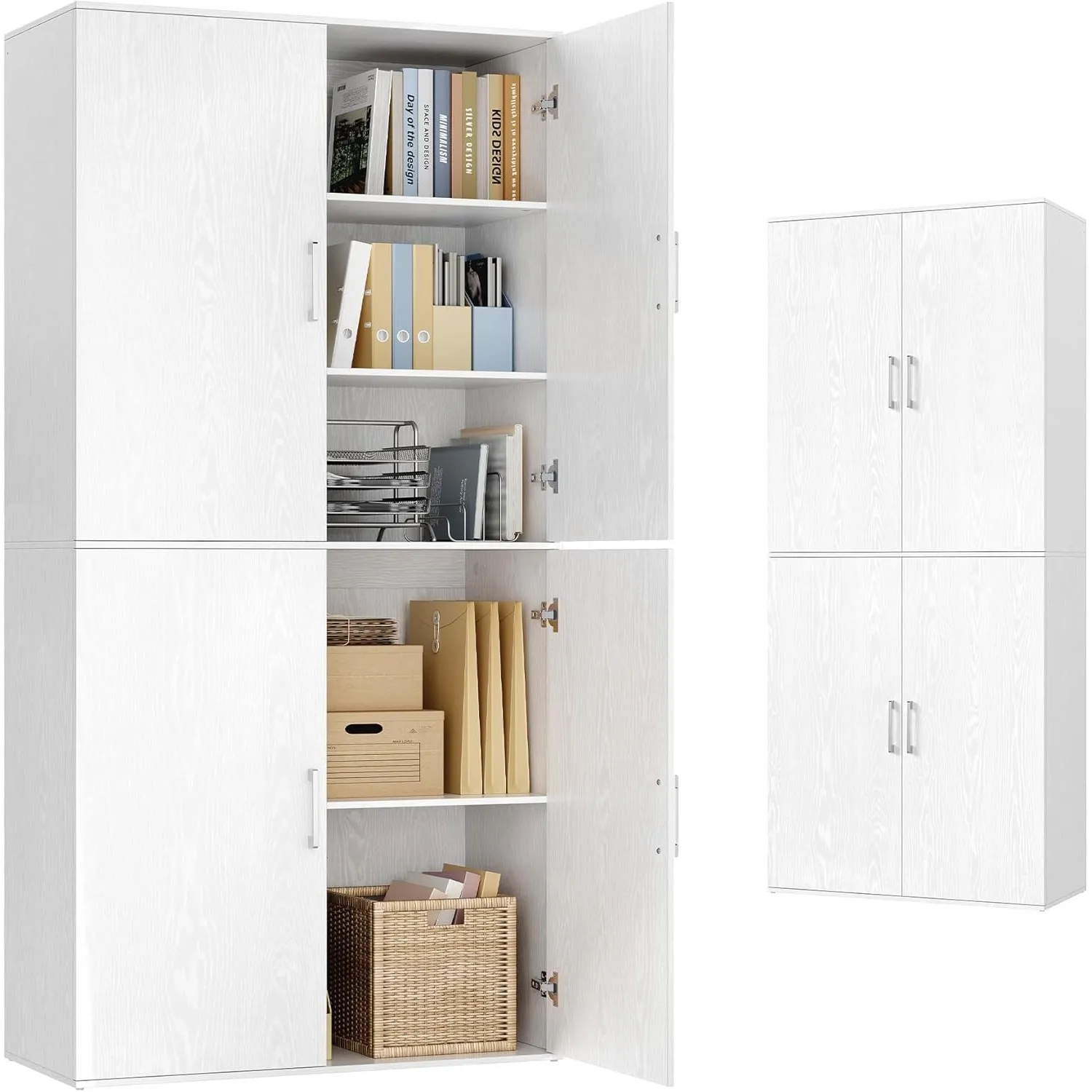 VASAGLE Mehrzweckschrank, mit 4 Türen, 5 Ablagen, 80 x 40 x 180 cm