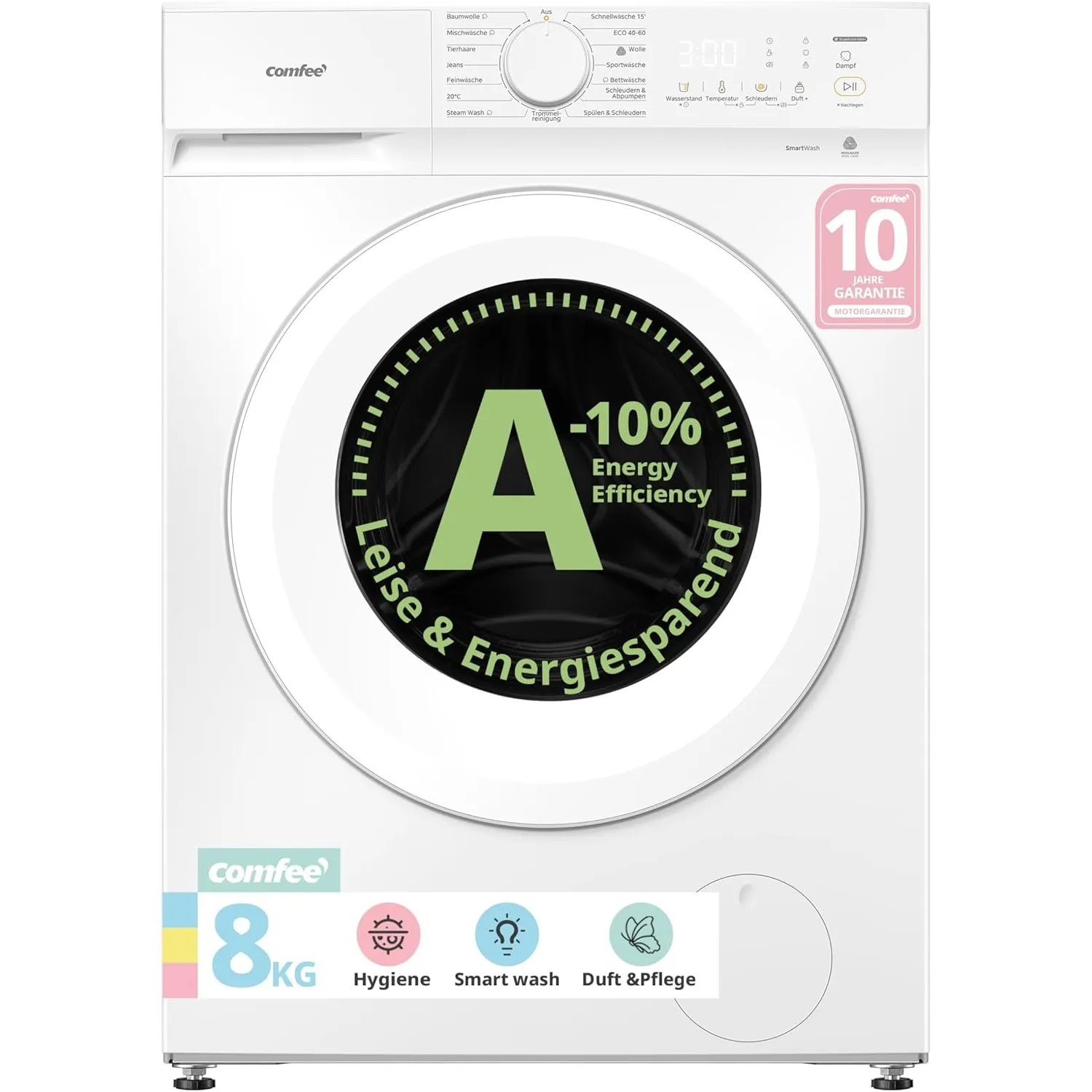Comfee Frontlader Waschmaschine 8 kg Energieklasse A-10% weiß CF08EWP05W
