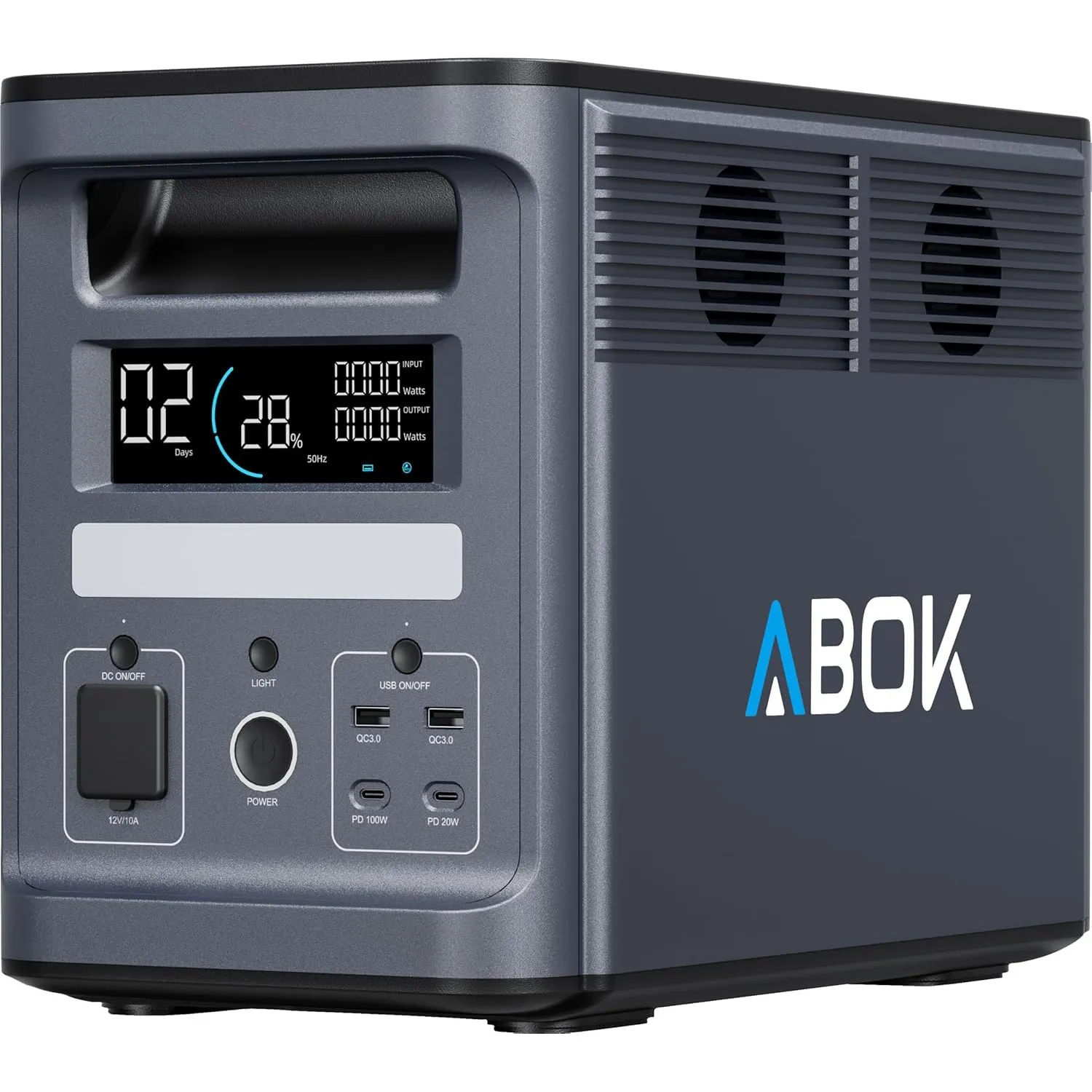 ABOK Ark2000 Tragbare Powerstation 1536Wh LiFePO4, erweiterbar auf 4,6kWh, 1,3h 0–100% Schnellladung, 2000W AC Solargen…