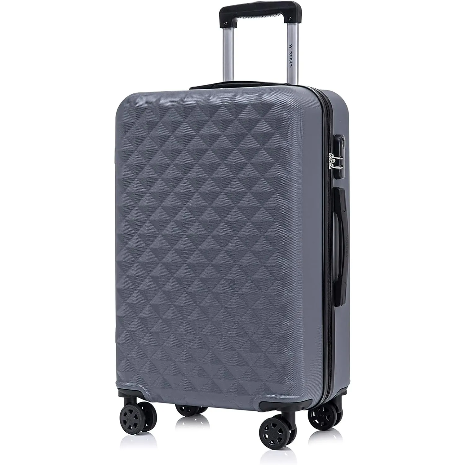 Koffer Suitcase L Grau, Trolley Reisekoffer, Rollkoffer Handgepäck mit 4 Rollen 360°, Hartschalenreisekoffer, Zahlensch…