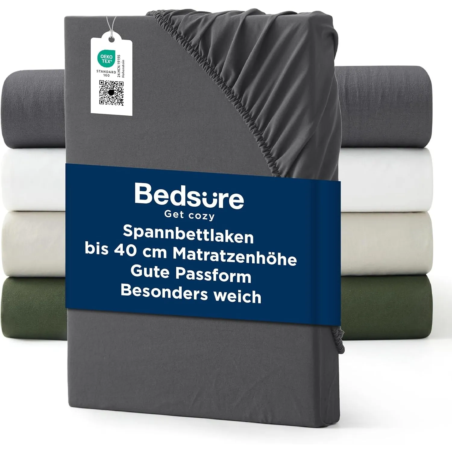 Bedsure Spannbettlaken 180x200cm Extra Tief - Bettlaken bis 40cm Spannbetttuch für hohe Matratzen & Boxspringbett, Mikr…