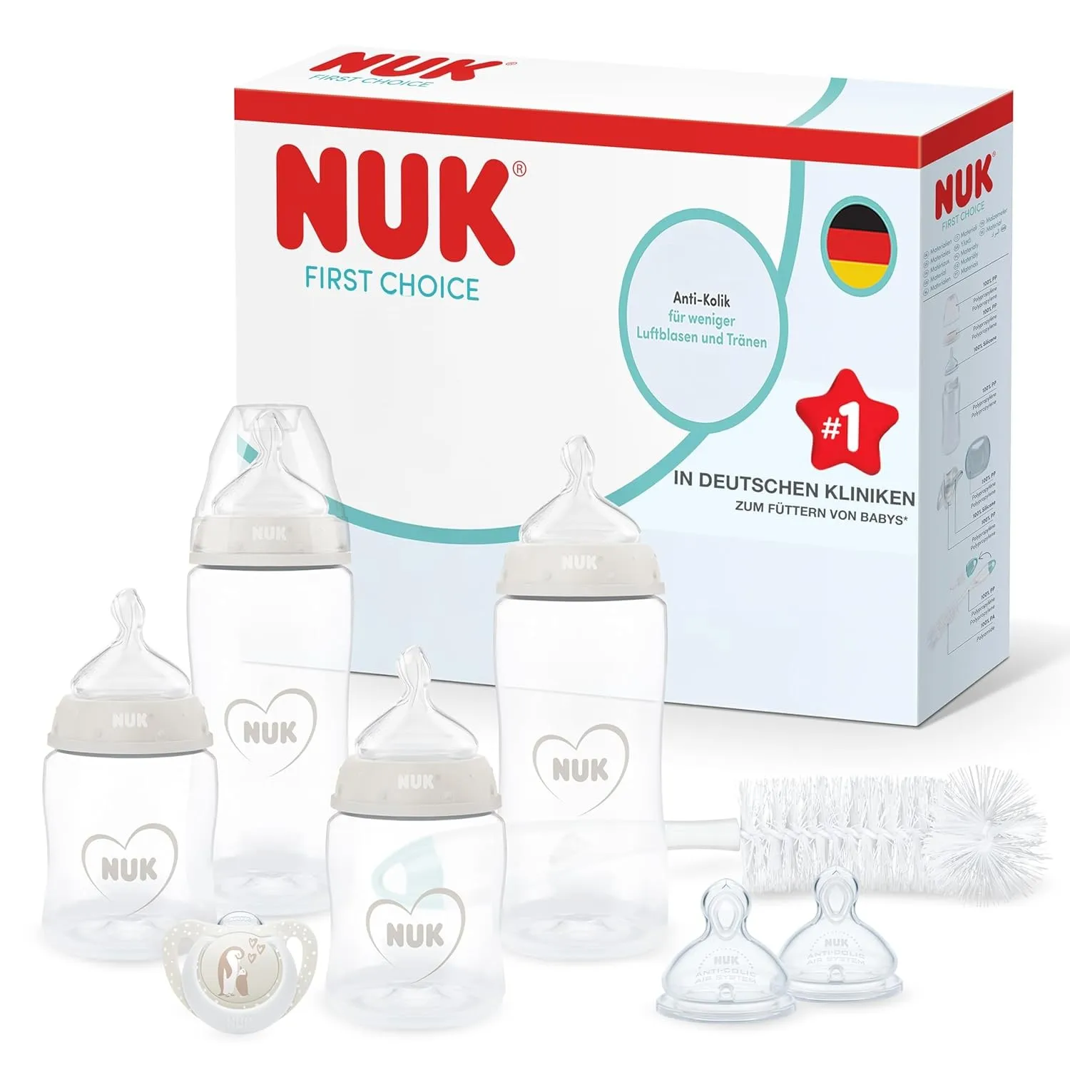 NUK First Choice Perfect Start Babyflaschen Geschenkset für Neugeborene | 0–6 Monate | 4 x Anti-Kolik-Trinkflaschen (15…