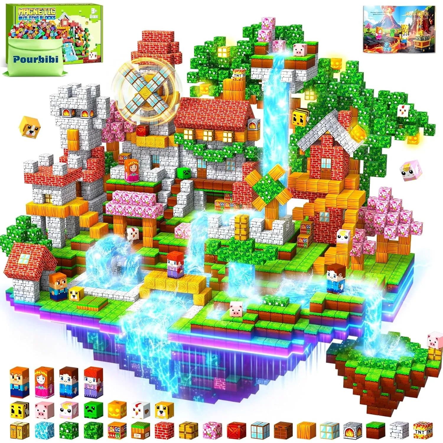 Pourbibi 𝟒𝟎𝟓 𝐓𝐞𝐢𝐥𝐞 Magnetische Bausteine, Magnetbausteine Magnetspielzeug,Magnetische Bauwelt Spielzeug Magnetblöcke fü…