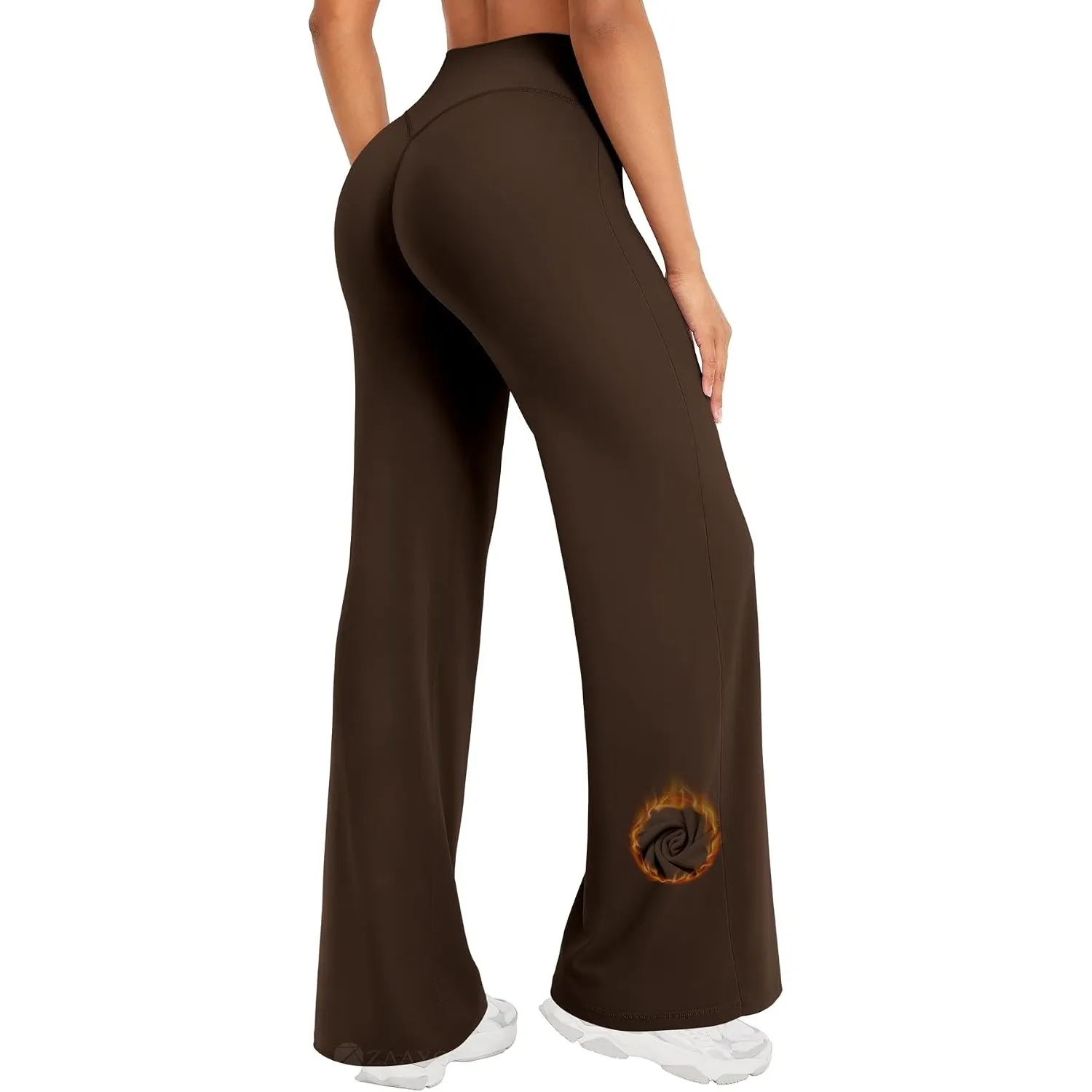 ZAAYO Nahtlose Straight Leggings Damen Flared Legging Yoga Hosen Gym Pant | Hohe Taille, Booty Lifting, Wide Leg, Butte…