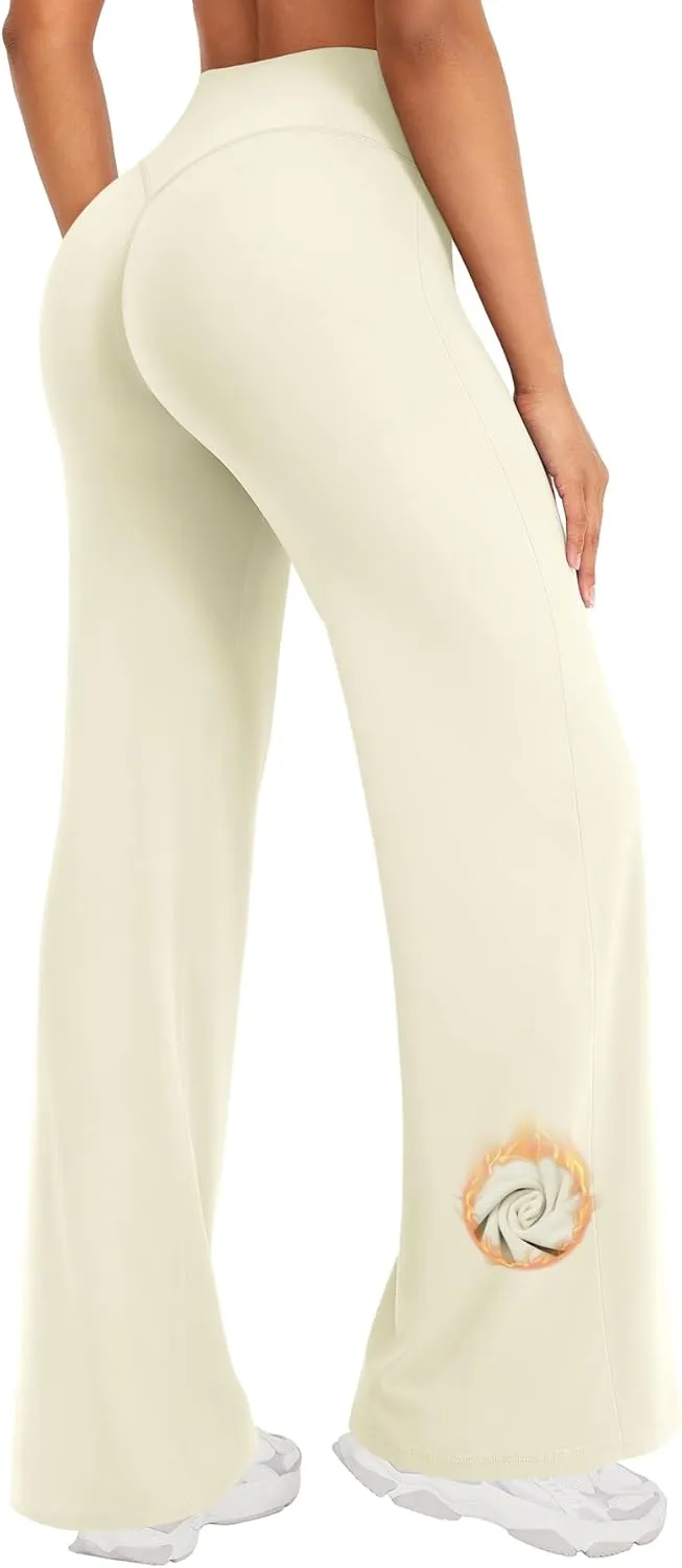 ZAAYO Seamless Straight Leggings Women's High Waist Flared Leggings Yoga Pants Sports Yoga Leggings Women's Gym Yoga Pa…