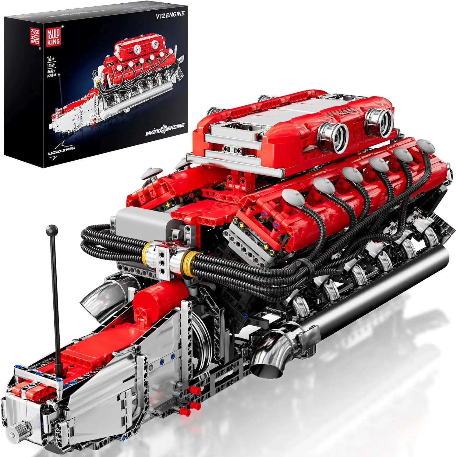 Mould King 10169 Technik V12 Motor Bausatz Bausteine Auto Motorbausatz Klemmbausteine Simulation Motor mit Funktionsfäh…