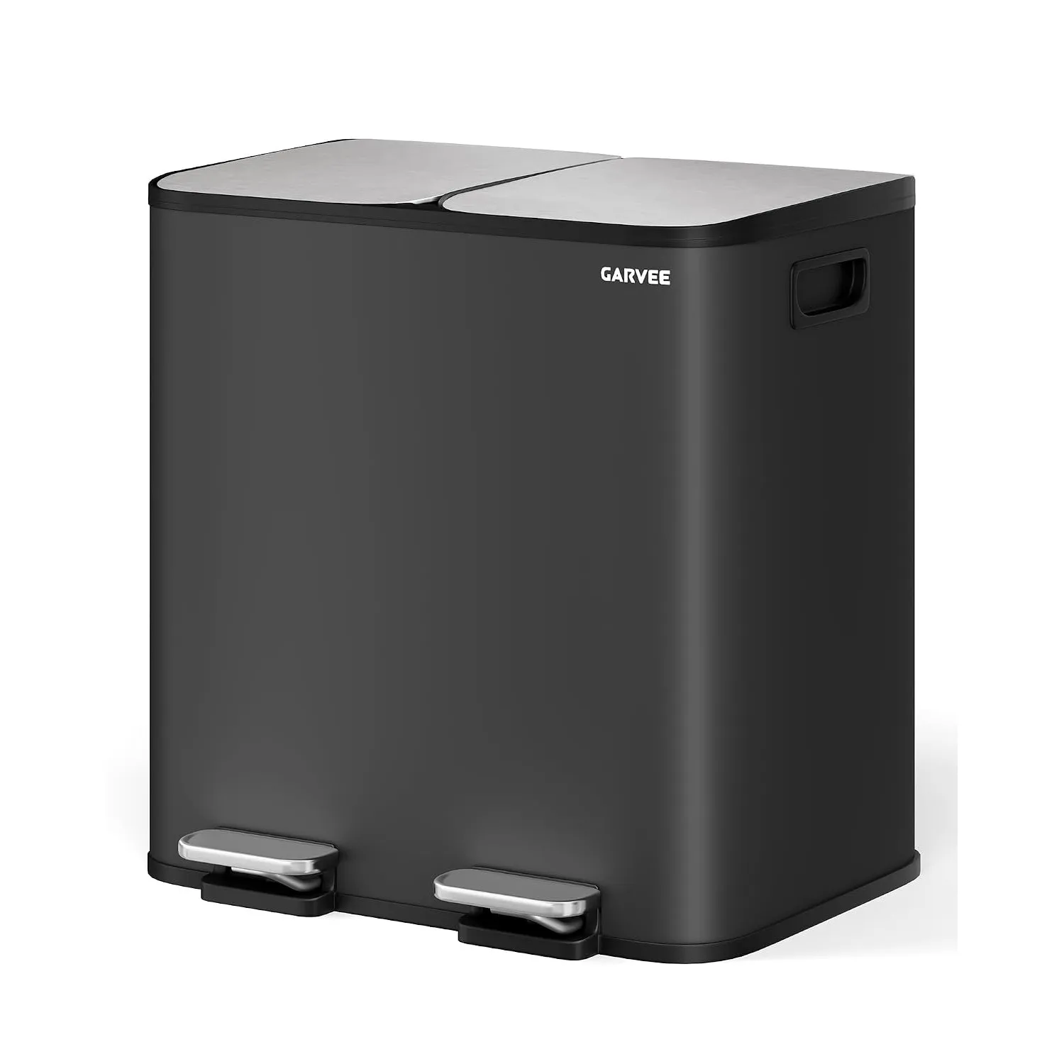 GarveeHome Mülleimer Küche, Mülleimer 2 fächer, Mülltrennsystem 2 x 15 Liter, Tretmülleimer mit Edelstahldeckel, Softcl…