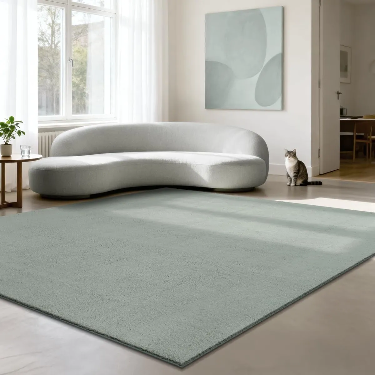 the carpet Relax Moderner Flauschiger Kurzflor Teppich, Anti-Rutsch Unterseite, Waschbar bis 30 Grad, Super Soft, Fello…