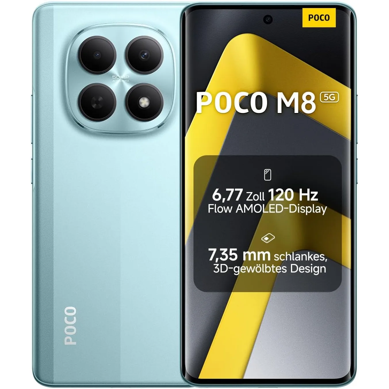 XIAOMI Poco M8 5G Smartphone, 8 GB RAM + 256 GB Speicher, Handy mit Android, 6,77" 120 Hz Flow AMOLED Display, 50 MP KI…