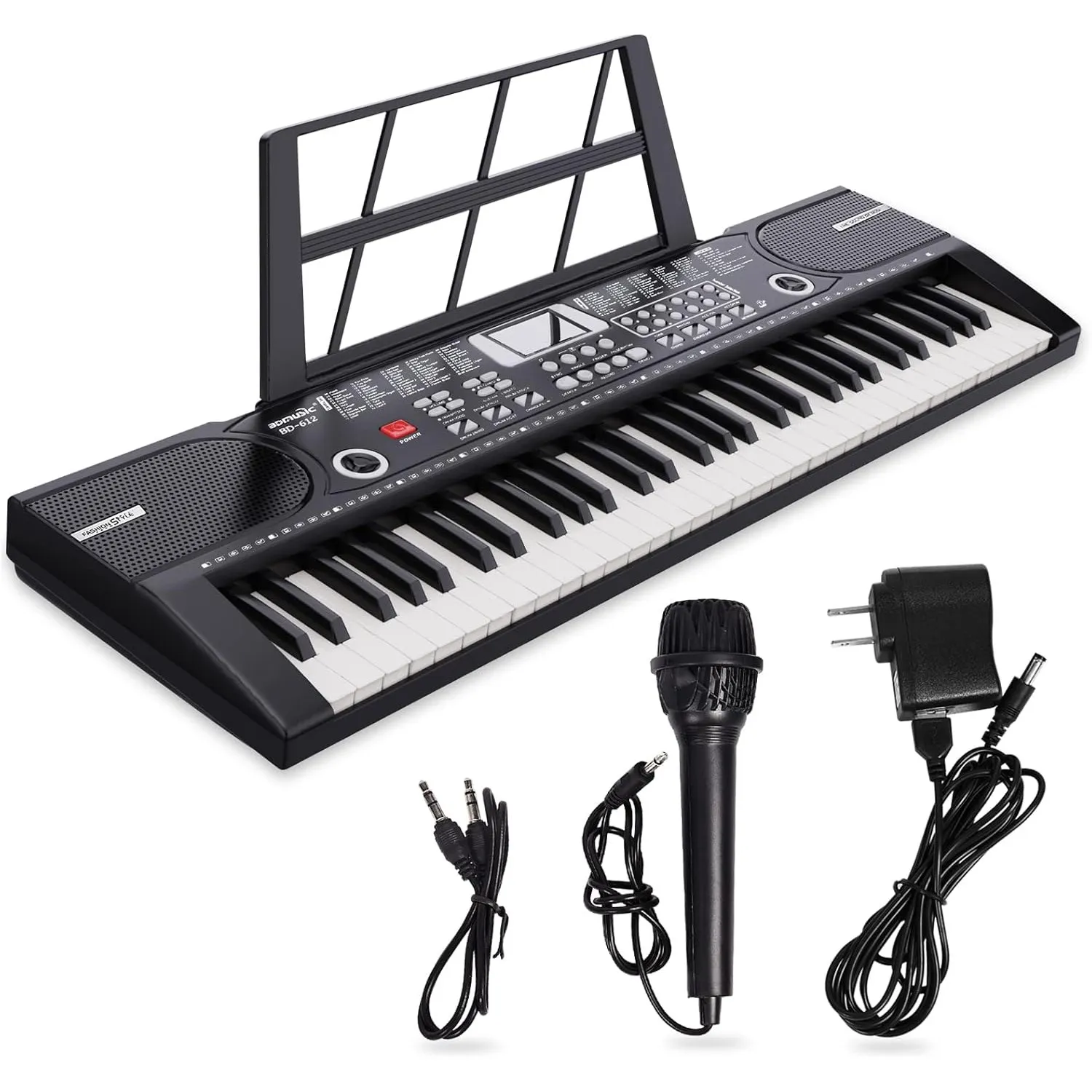 Digital Piano Klavier 61 Tasten & Noten Notenständer-Tragbares Elektronisches Keyboard-Musikinstrument mit Lautsprecher…