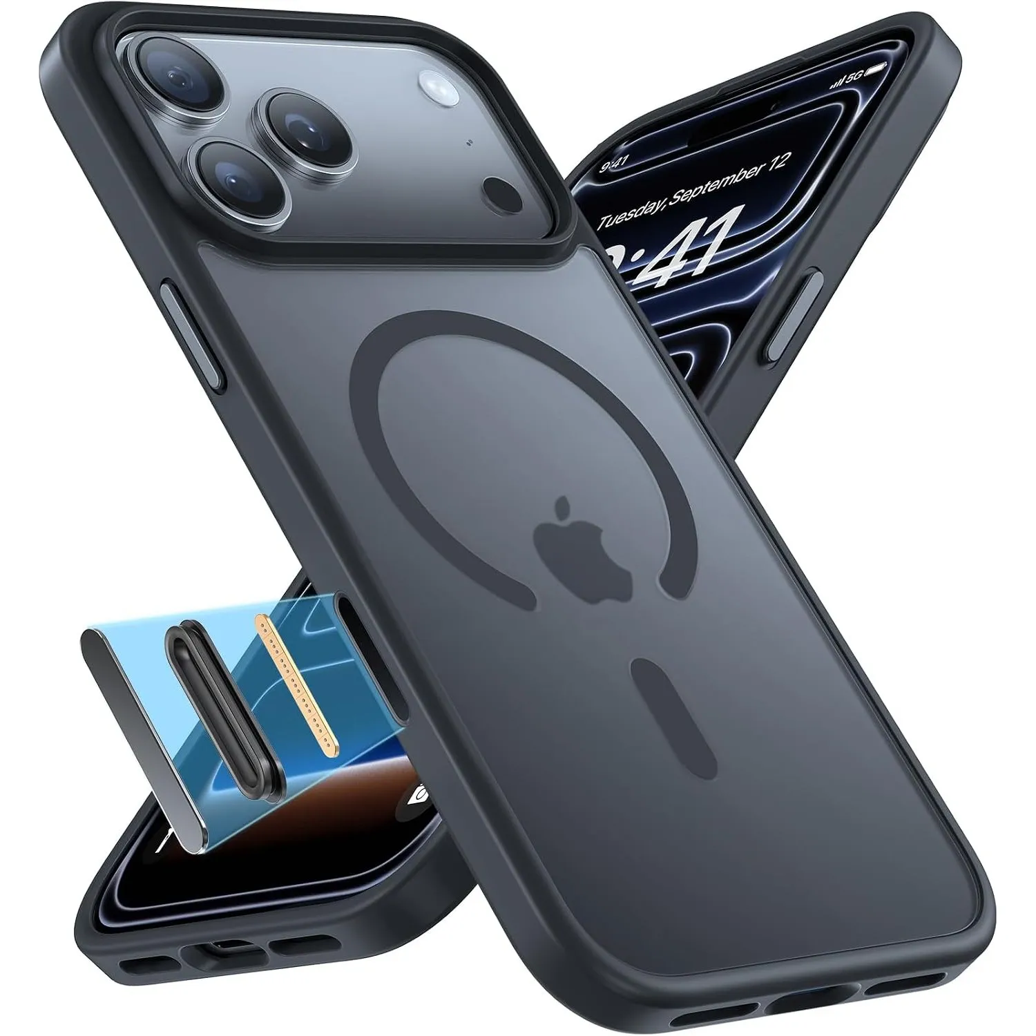 Miracase für iPhone 17 Pro Max Hülle mit Magsafe TOP MIL, Schwarz-K