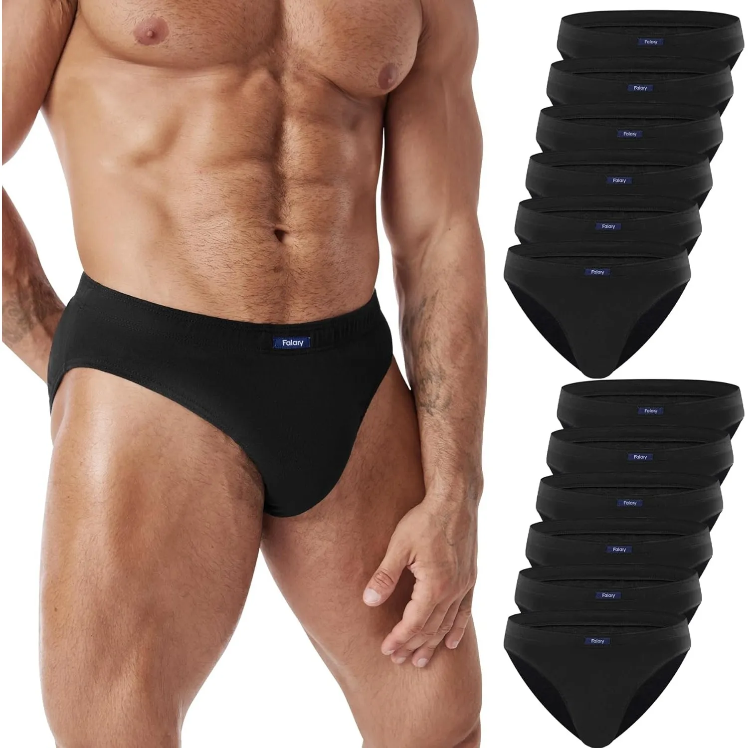 FALARY Herren Slip Baumwolle Unterhosen Männer 6/12er Pack | 100% Baumwolle, stabiler Halt und angenehme Passform, 3D-S…