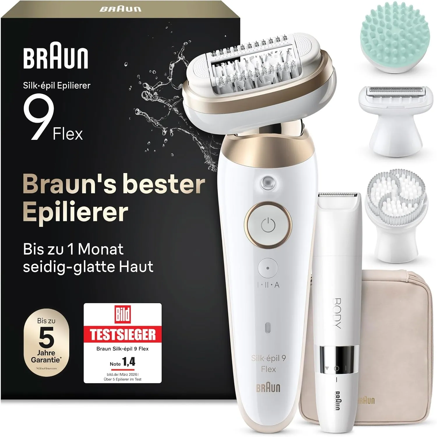 Braun Epilierer Damen Silk·épil 9 Flex SkinSpa, 9-481 3D, Gold | All-in-One Set, 360° Flexiblem Kopf für Eine Einfache …