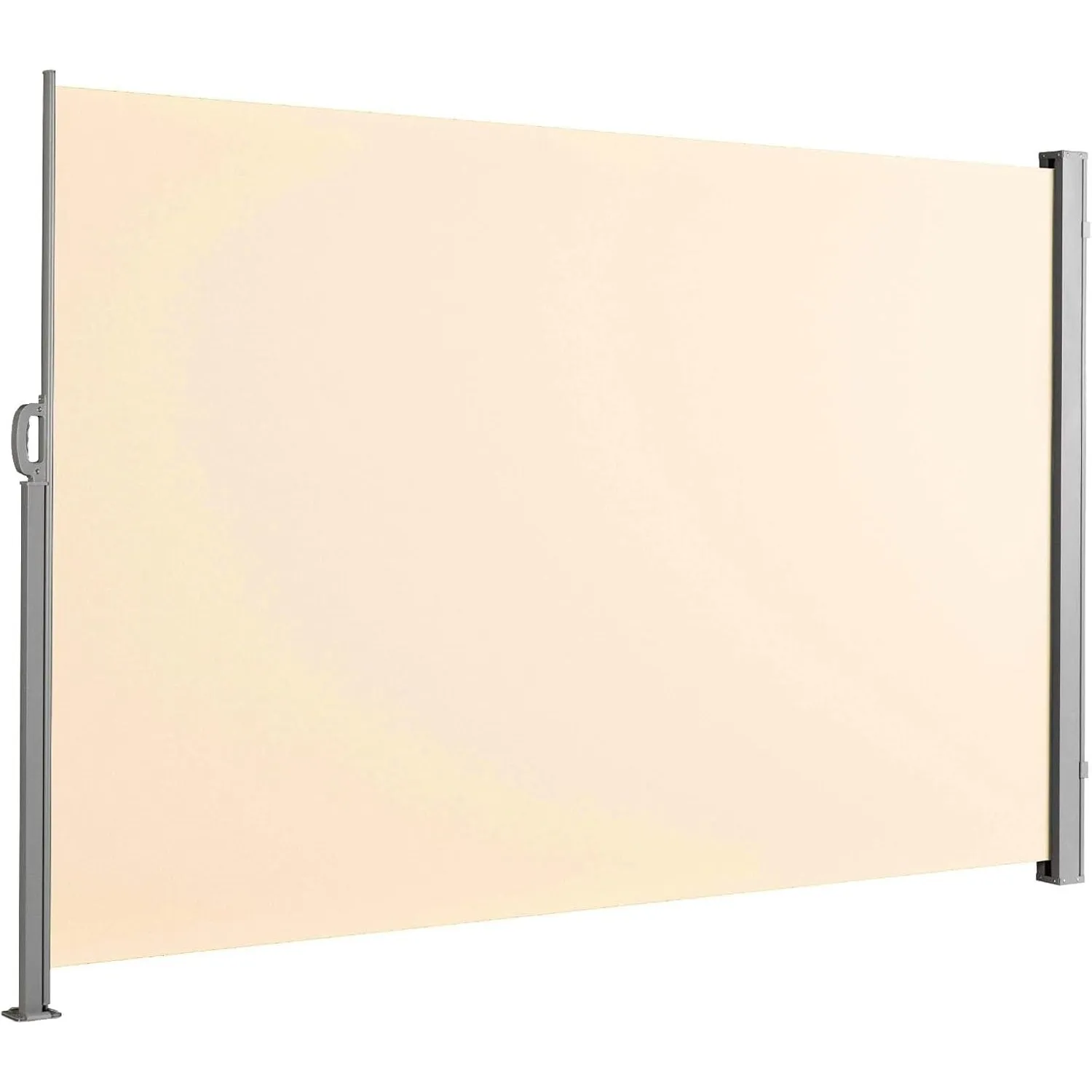 Floordirekt Seitenmarkise aus Aluminium, 200x350cm Beige - ausziehbarer Sicht- & Sonnenschutz für Balkon & Terrasse, Po…
