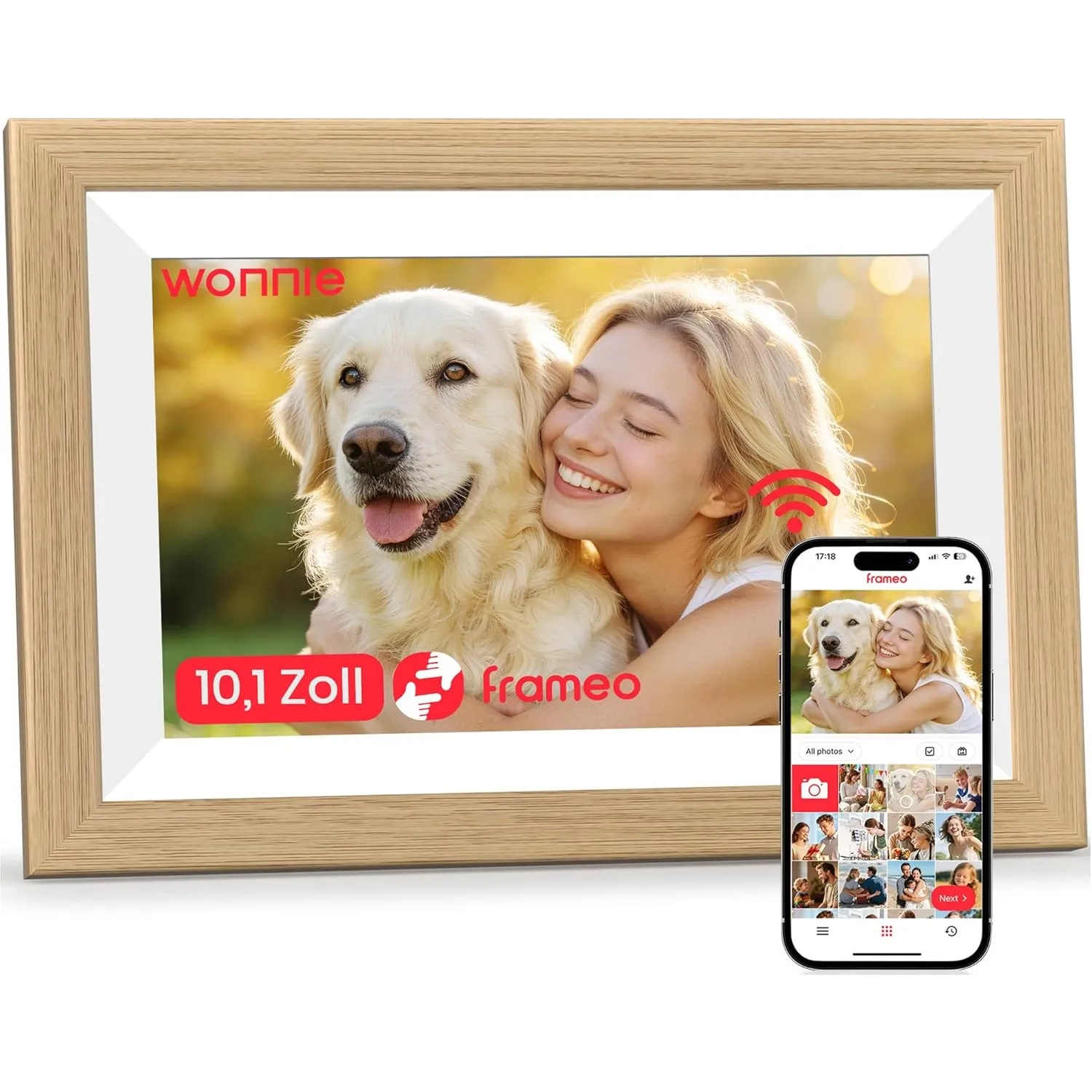 Frameo WLAN Digitaler Bilderrahmen 10,1 Zoll, HD 1280 * 800 IPS Touchscreen Elektronischer FotoRahmen mit 32GB Speicher…
