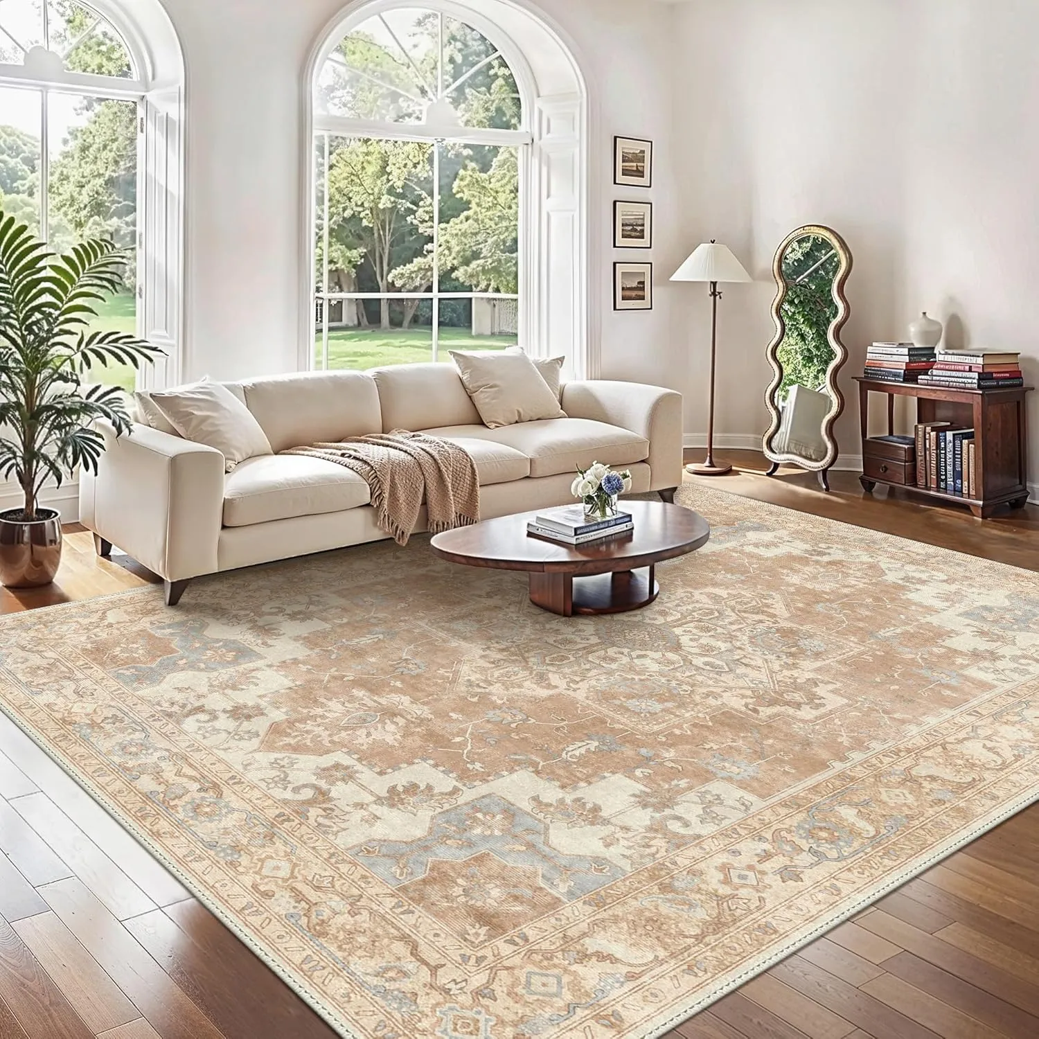 GENIMO Vintage Teppich 240x300cm, Extra Große Teppiche, Wohnzimmer Teppiche, Boho Teppich, Großer Carpet rutschfest, Sc…
