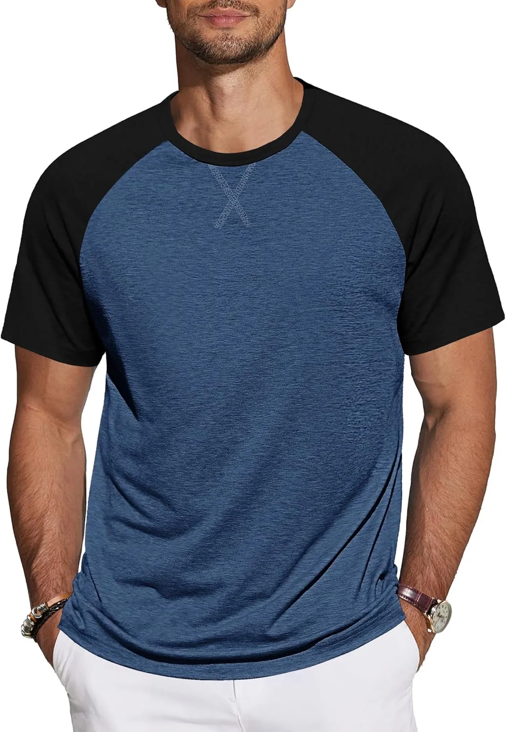TARAINYA Men's Cotton Short Sleeve Crew Neck Plain Shirts Men Summer M-4XL