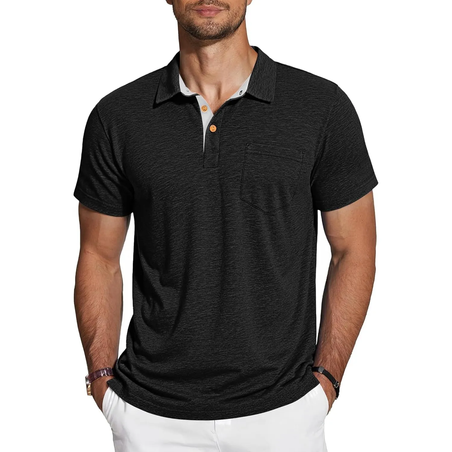 TARAINYA Poloshirt Herren Baumwolle Kurzarm Polo Shirts Männer Sommer mit Brusttasche M-4XL
