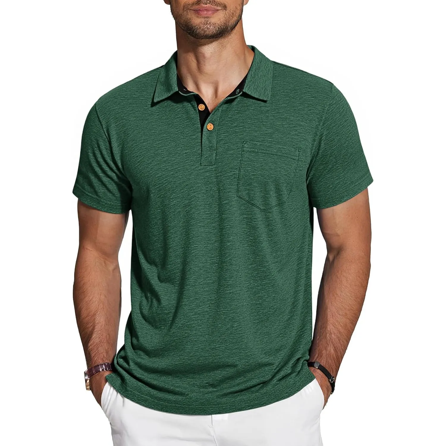 TARAINYA Poloshirt Herren Baumwolle Kurzarm Polo Shirts Männer Sommer mit Brusttasche M-4XL