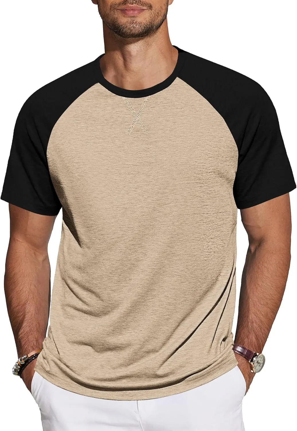TARAINYA Men's Cotton Short Sleeve Crew Neck Plain Shirts Men Summer M-4XL