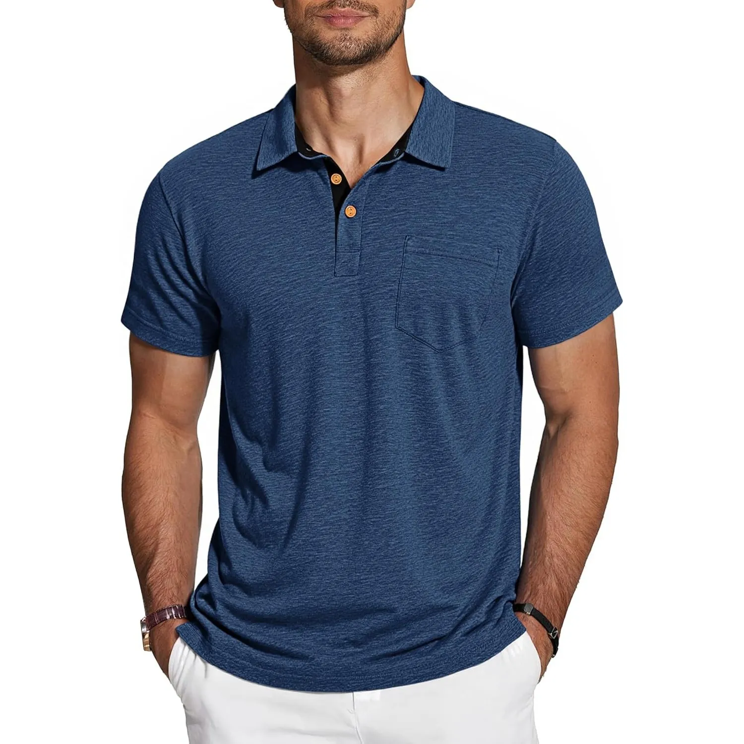 TARAINYA Poloshirt Herren Baumwolle Kurzarm Polo Shirts Männer Sommer mit Brusttasche M-4XL