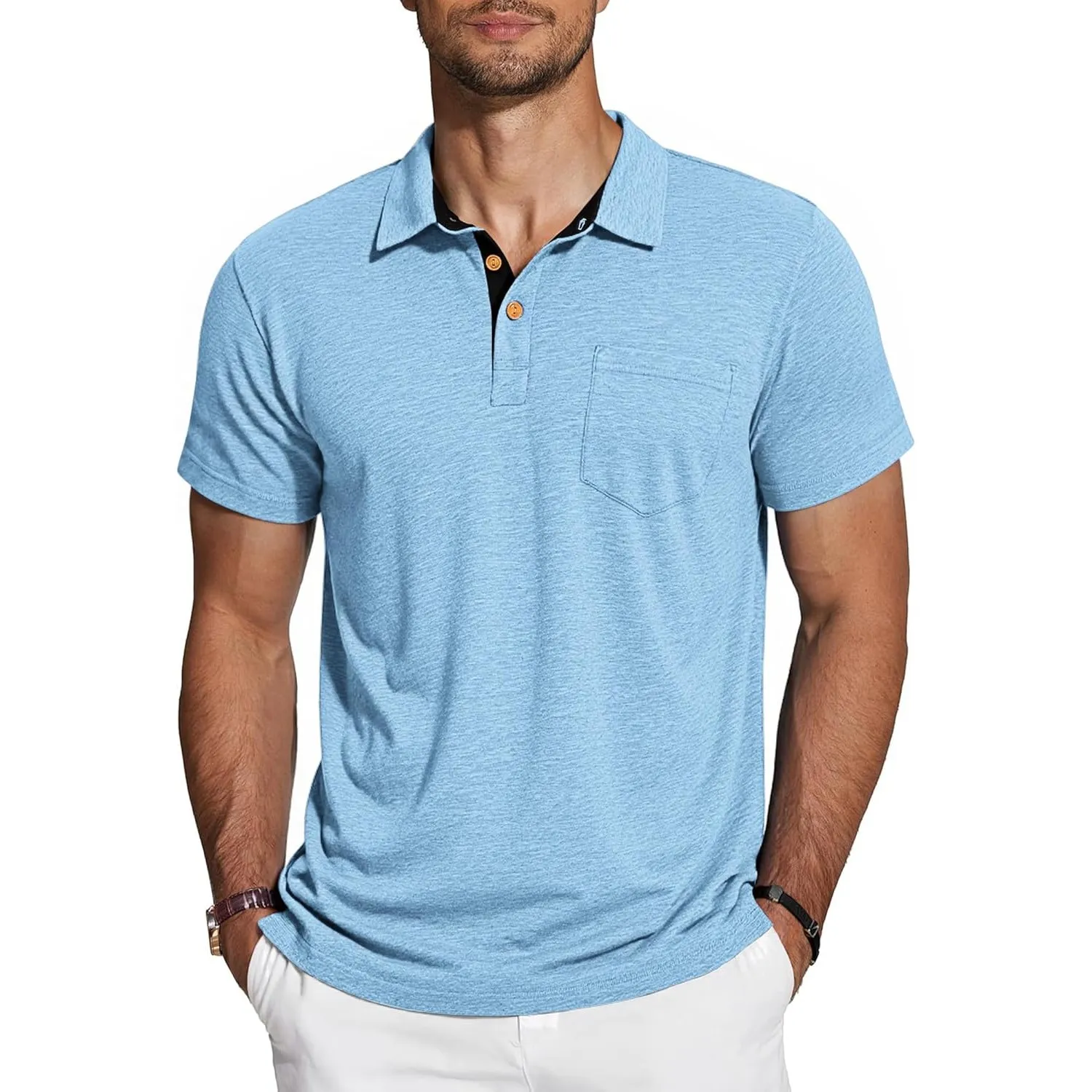 TARAINYA Poloshirt Herren Baumwolle Kurzarm Polo Shirts Männer Sommer mit Brusttasche M-4XL