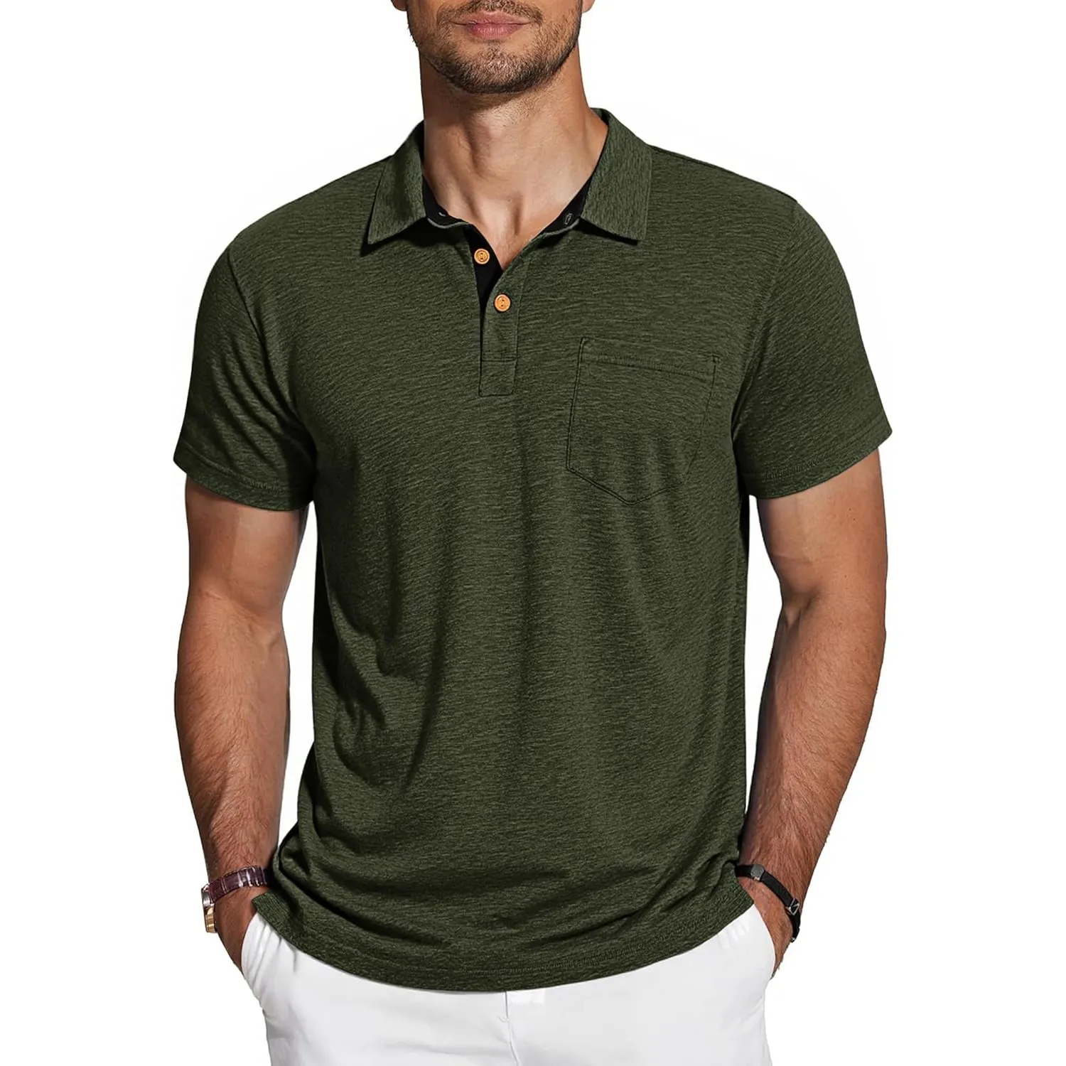 TARAINYA Poloshirt Herren Baumwolle Kurzarm Polo Shirts Männer Sommer mit Brusttasche M-4XL