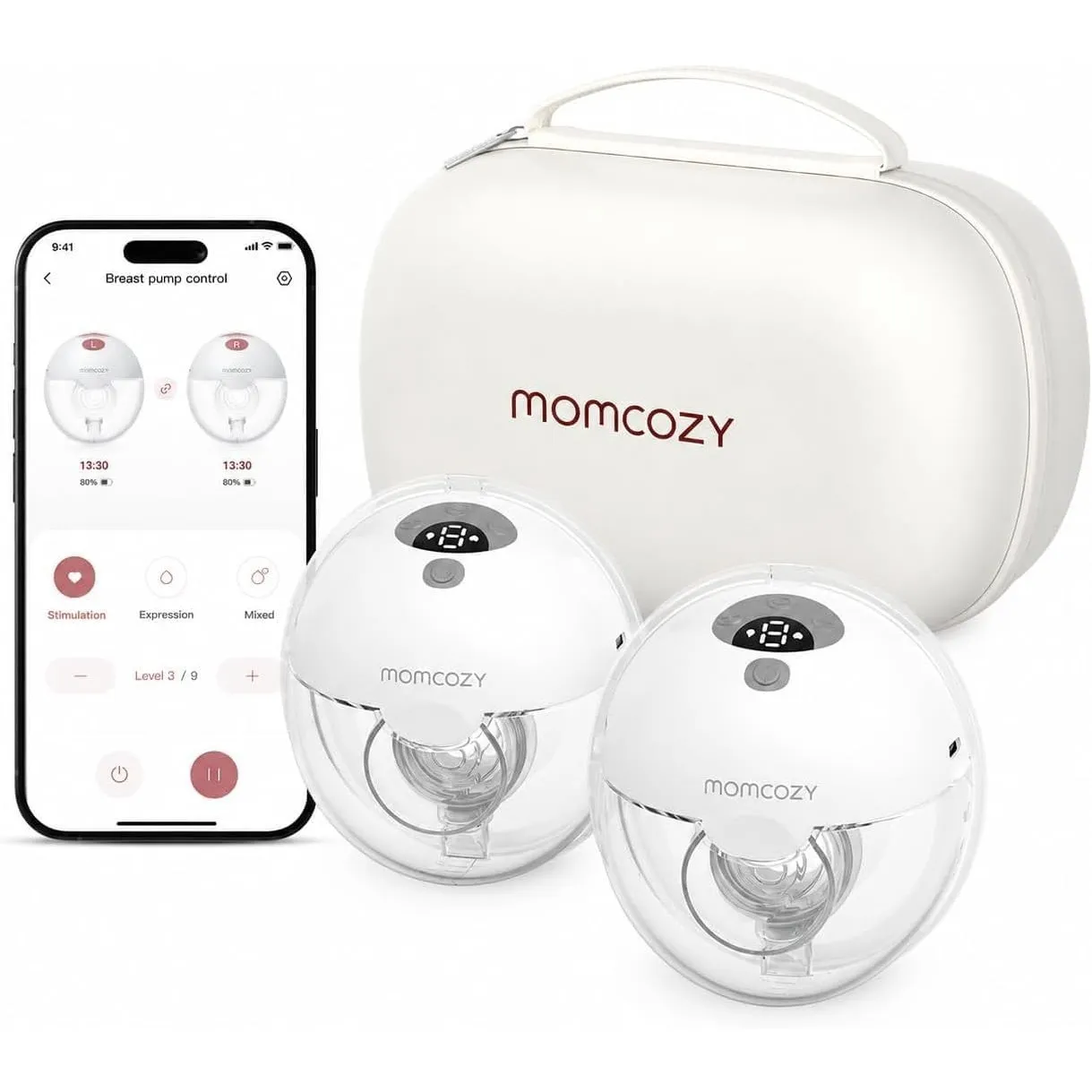 Momcozy M5 Smart Milchpumpe mit App, 2 Pack Grau
