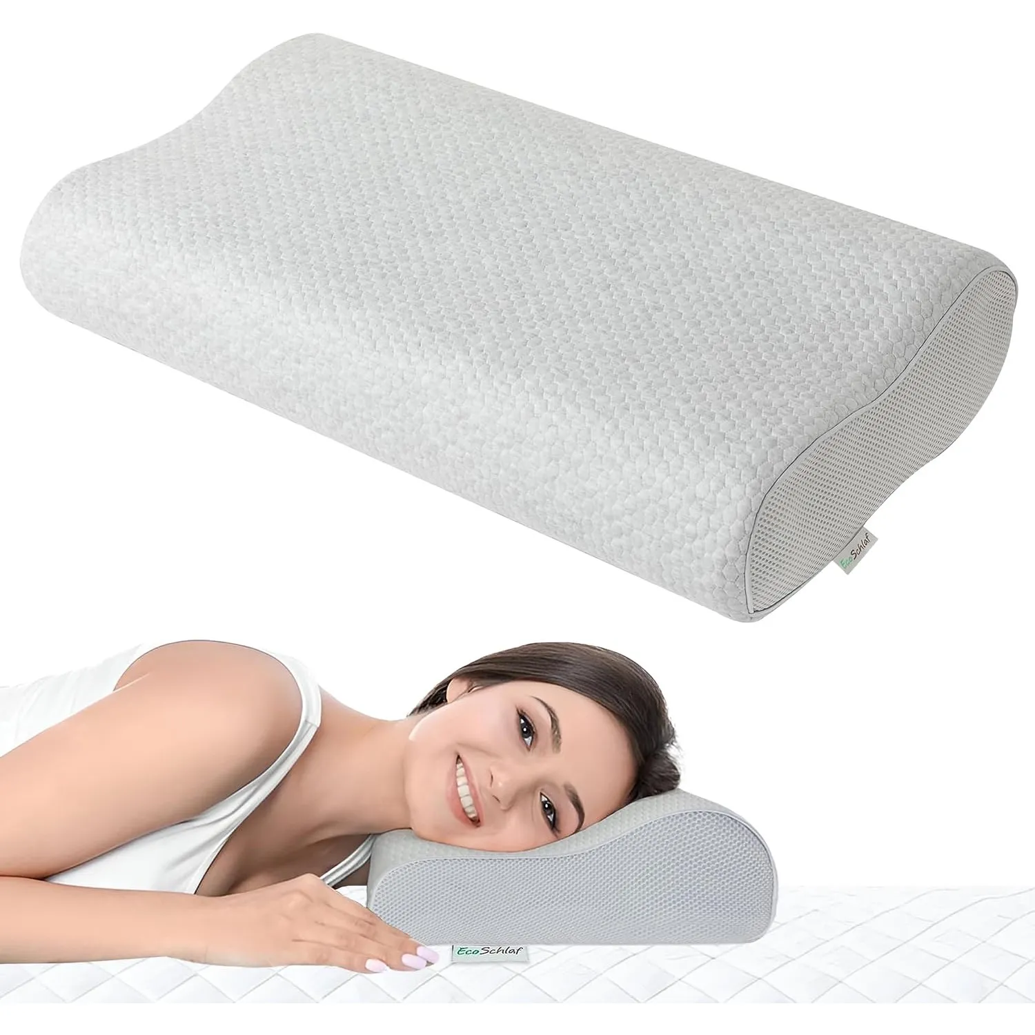 Ergonomisches Kissen I Nackenkissen aus Soft Memory Foam (Grau)