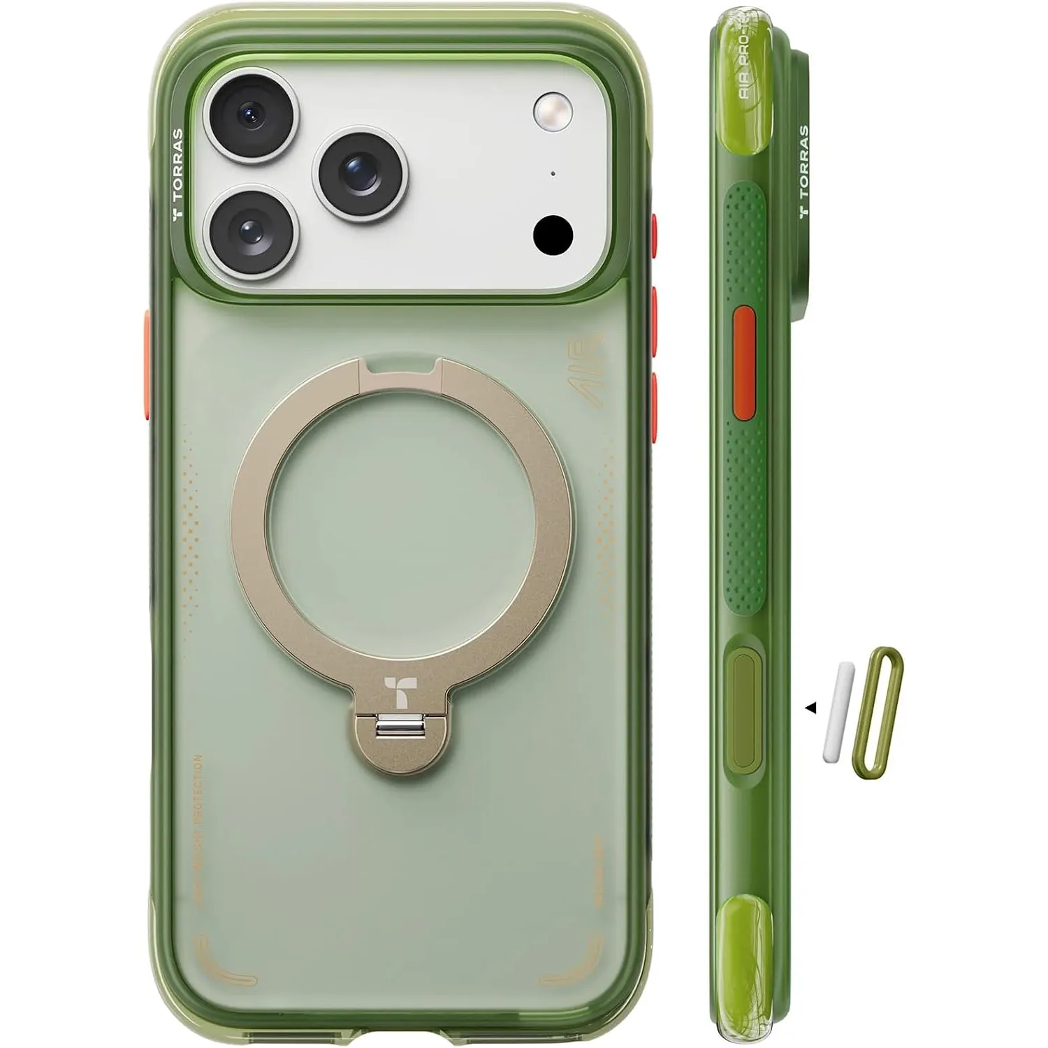 TORRAS Ostand Q3 Air für iPhone 17 Pro Max Hülle mit echtem Airbags Doppelter Schutz (360° Magnetischer Robust Ständer)…