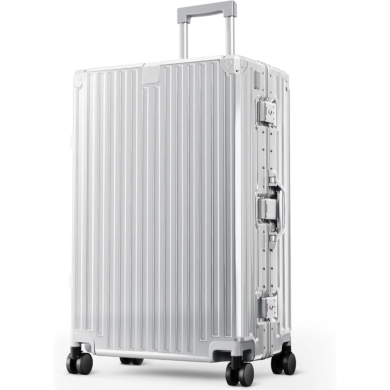 ALPHA CAMP Koffer Groß XL Hartschale TSA Schloss Suitcase Large Silber 98L