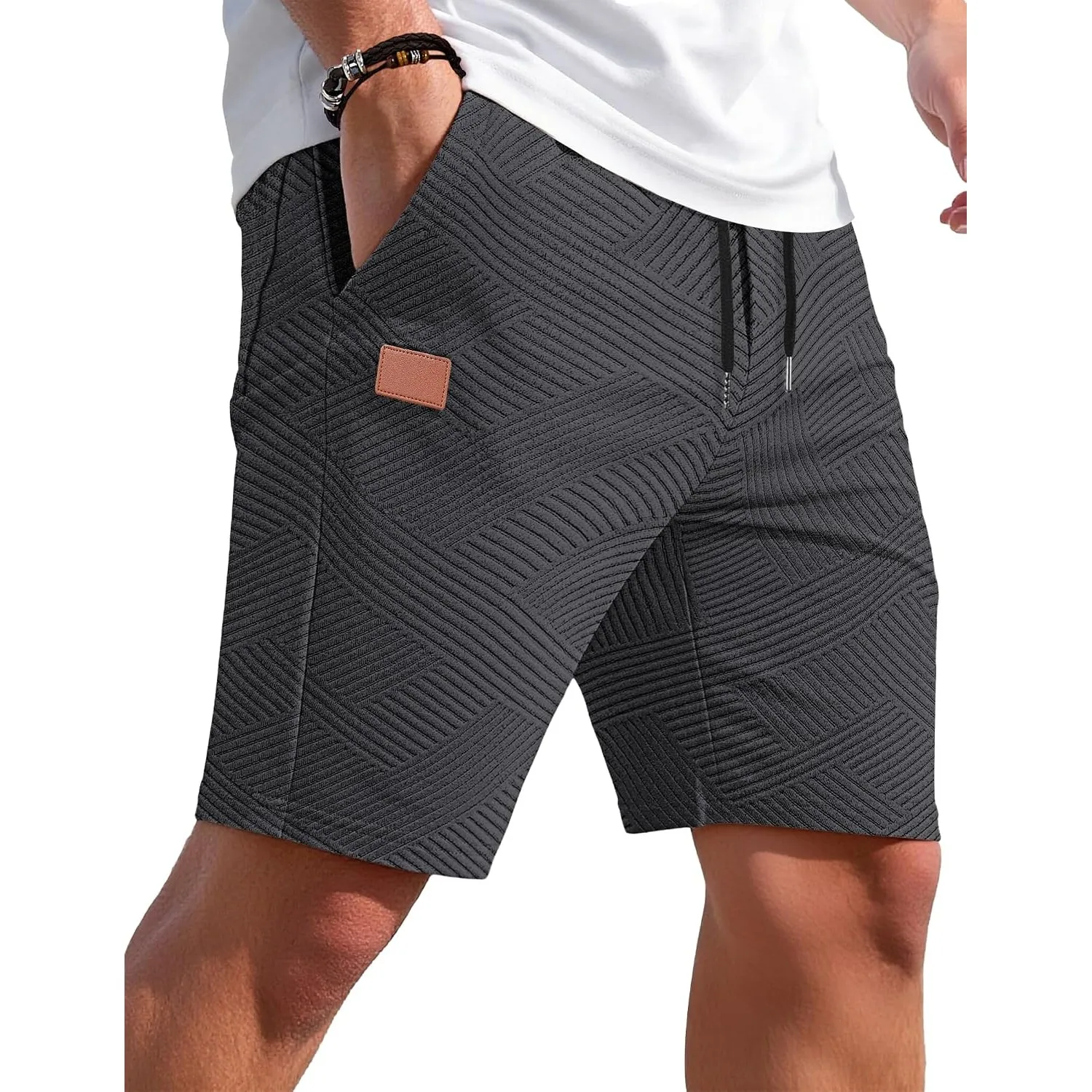 TARAINYA Textur Kurze Hosen Herren Baumwolle Shorts Sommer Mit Kordelzug | regular fit,strand,casual,stretch,elastische…