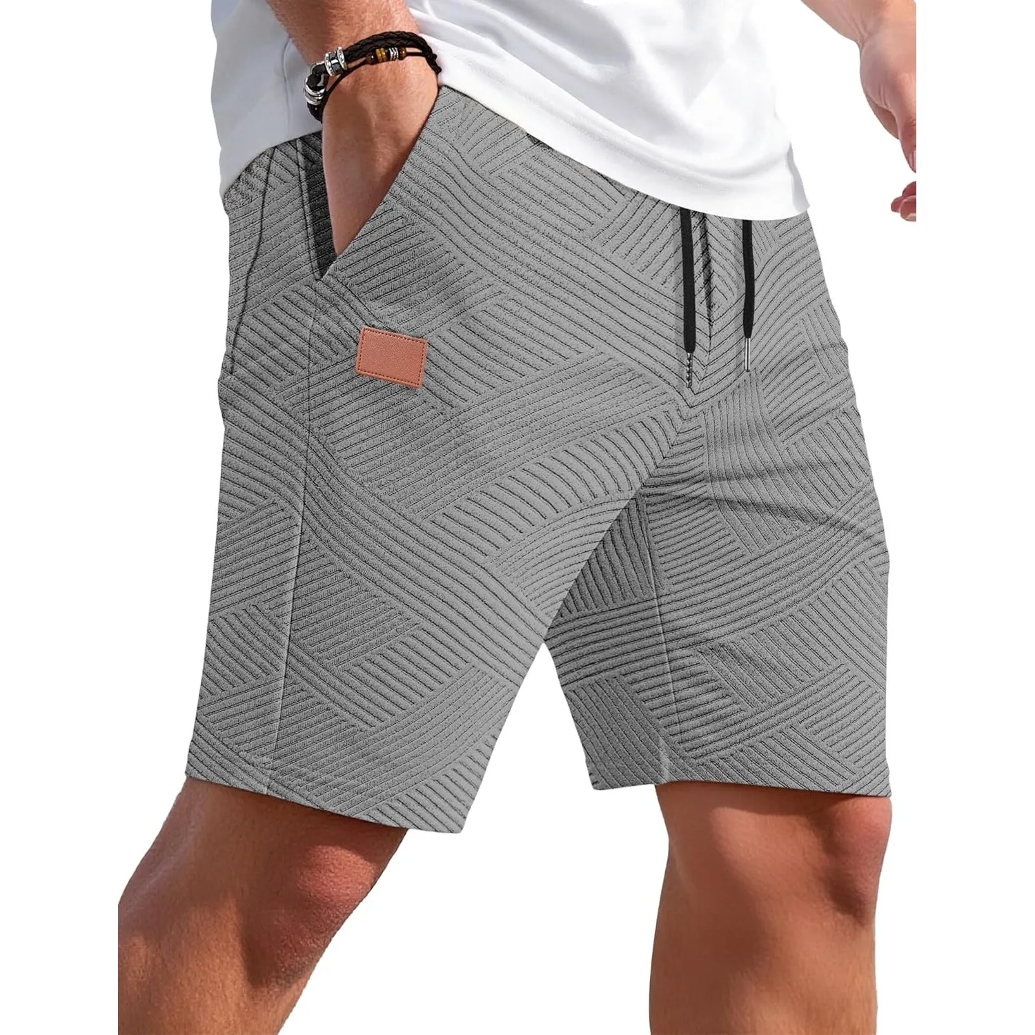 TARAINYA Textur Kurze Hosen Herren Baumwolle Shorts Sommer Mit Kordelzug | regular fit,strand,casual,stretch,elastische…