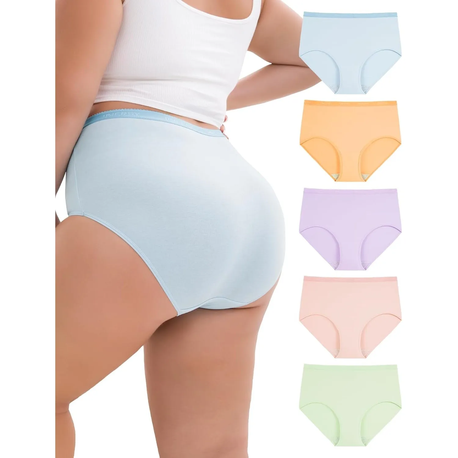 INNERSY Unterhosen Damen Große Größen Schlüpfer Baumwolle High Waist Slip Maxi Unterwäsche 5er Pack