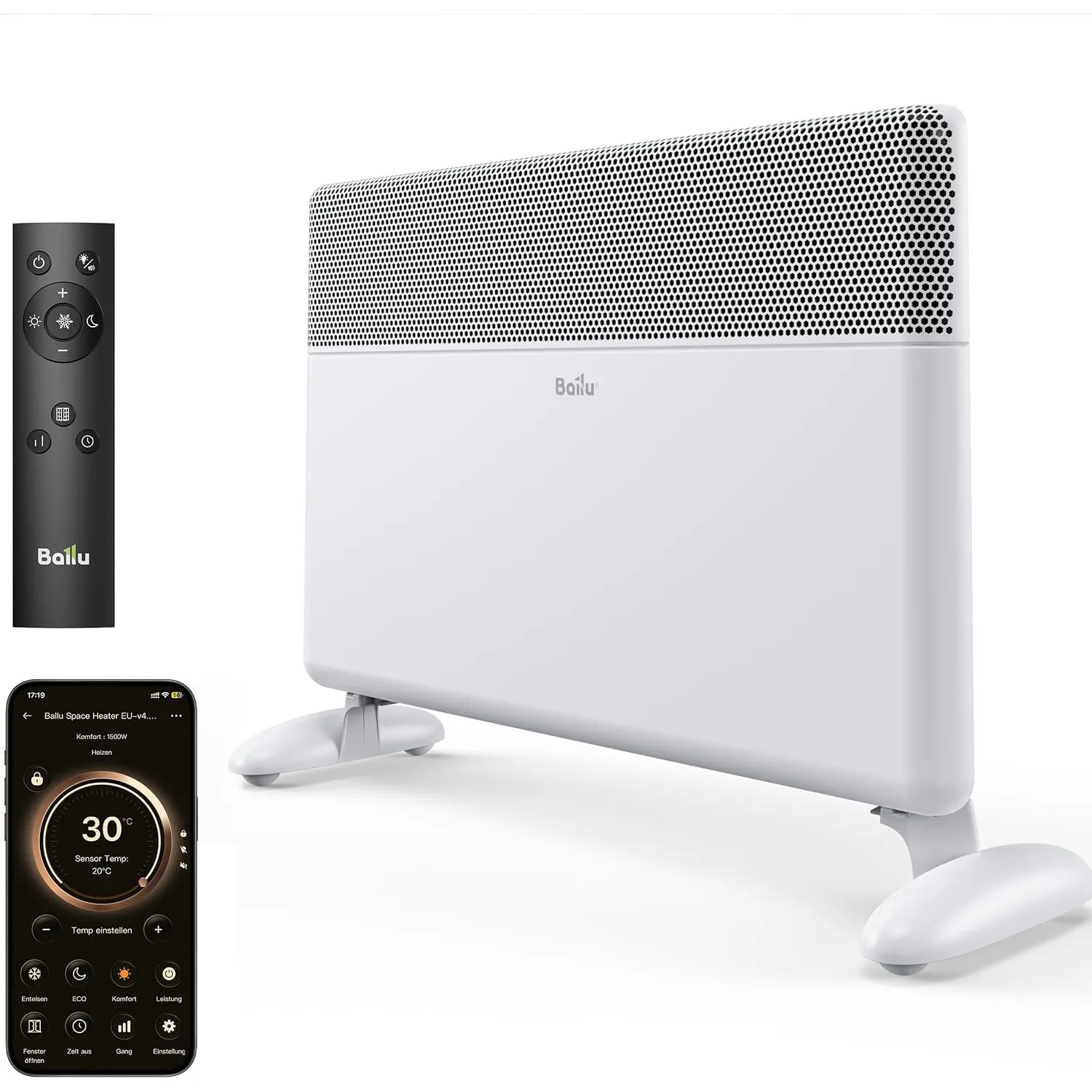 Ballu 2000W WLAN Elektroheizung Konvektor Heizung Wandmontage & Standgerät