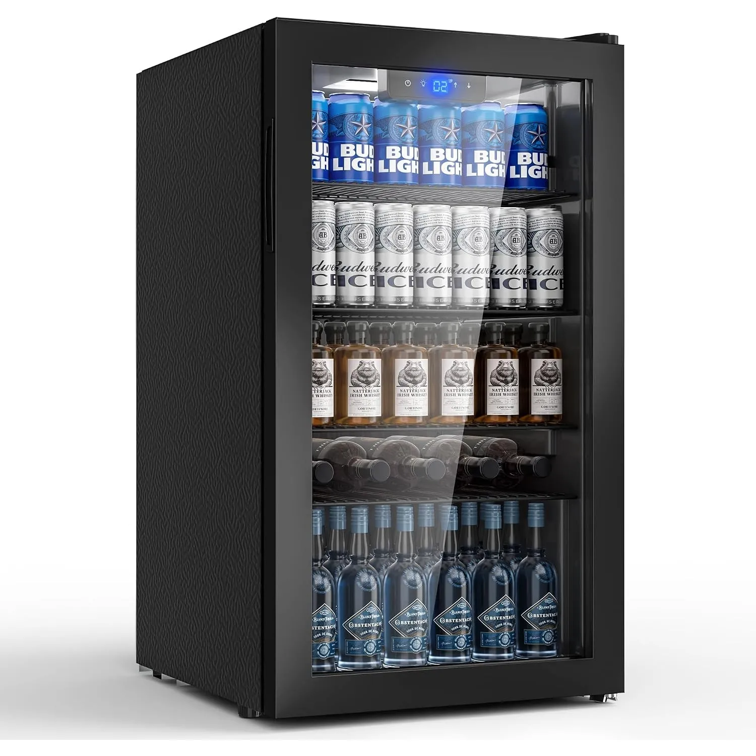 Airfish Getränkekühlschrank mit Glasfront 86L für 130 Dosen, Mini-Kühlschrank mit verstellbaren Regalen für Bier, Wein …