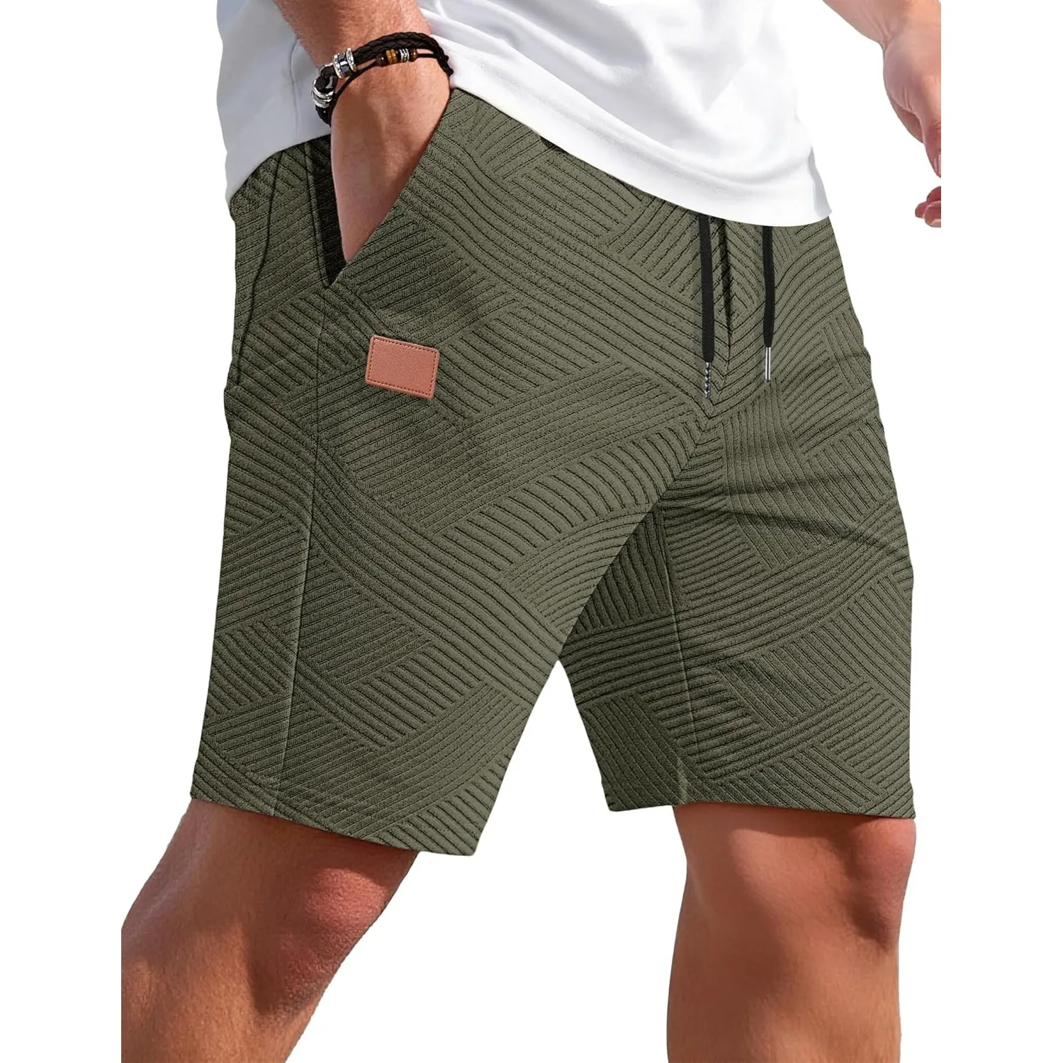 TARAINYA Textur Kurze Hosen Herren Baumwolle Shorts Sommer Mit Kordelzug | regular fit,strand,casual,stretch,elastische…