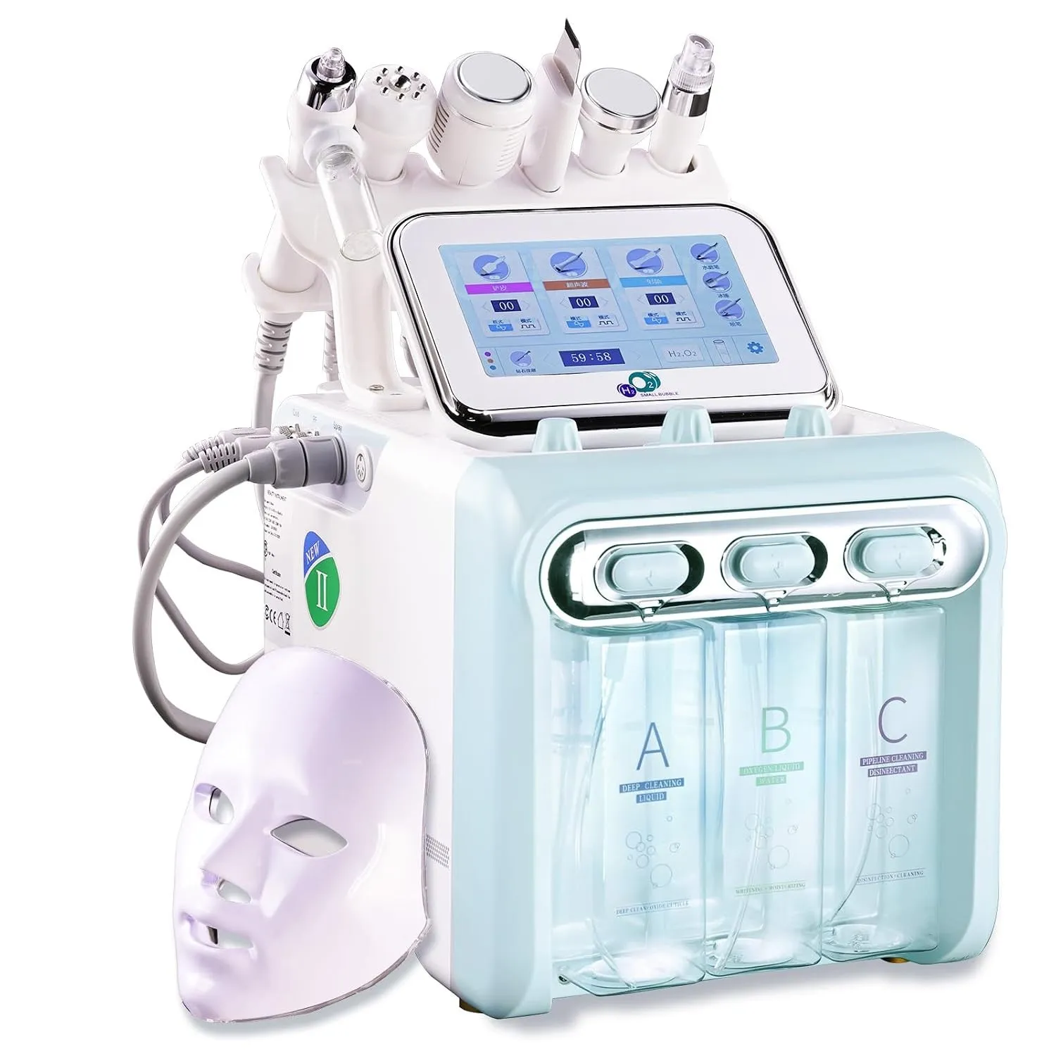Professionelle 7 in 1 Hydrogen Oxygen Beauty Machine (Grùn) | Gesichts-Hautpflege Gerat, Akne Relief &Brightening, At-H…