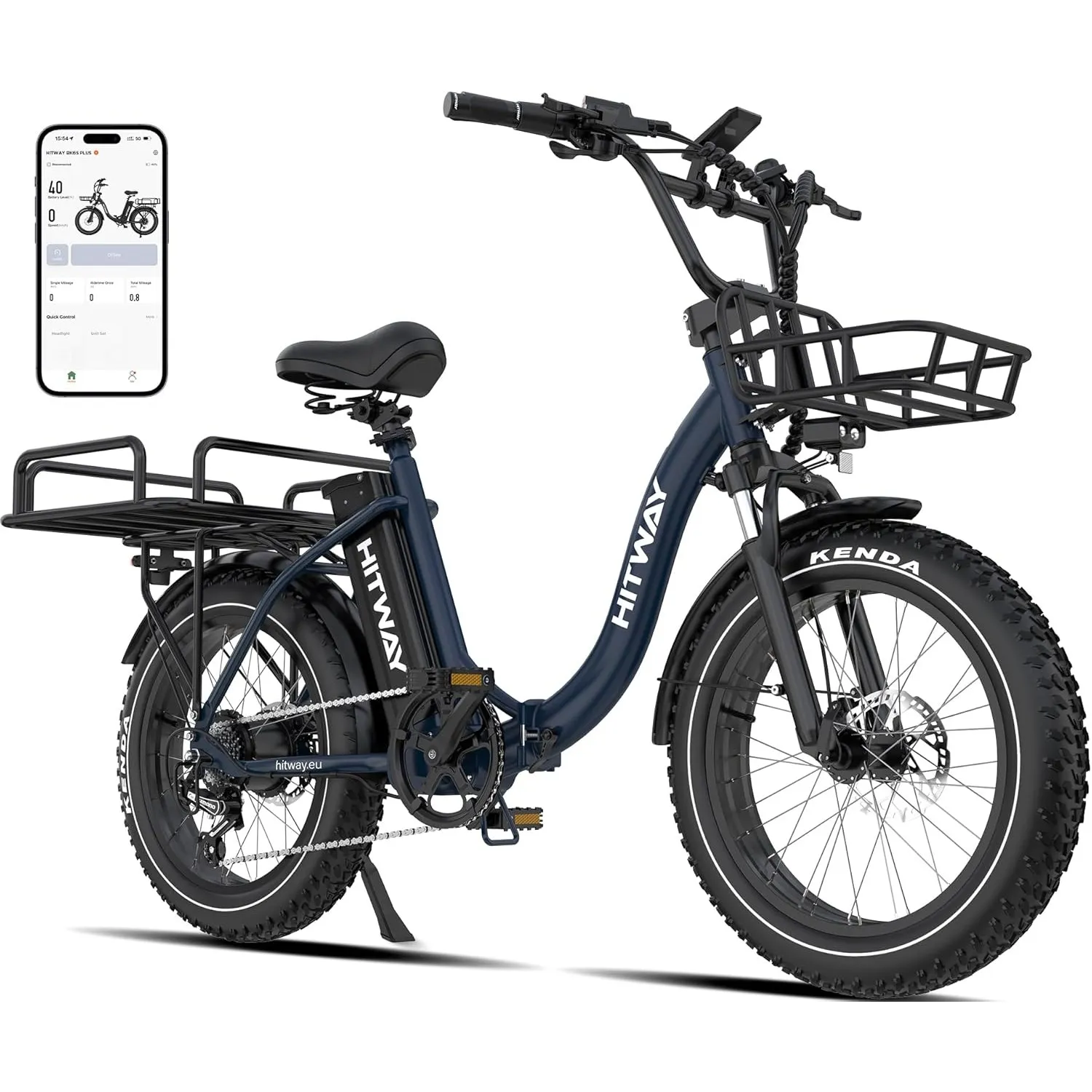 HITWAY BK6S Plus E-Bike mit 48V 27Ah Akku und 110-150km Reichweite, 20 Zoll Fat Tire City-Elektrofahrrad mit Doppeltem …
