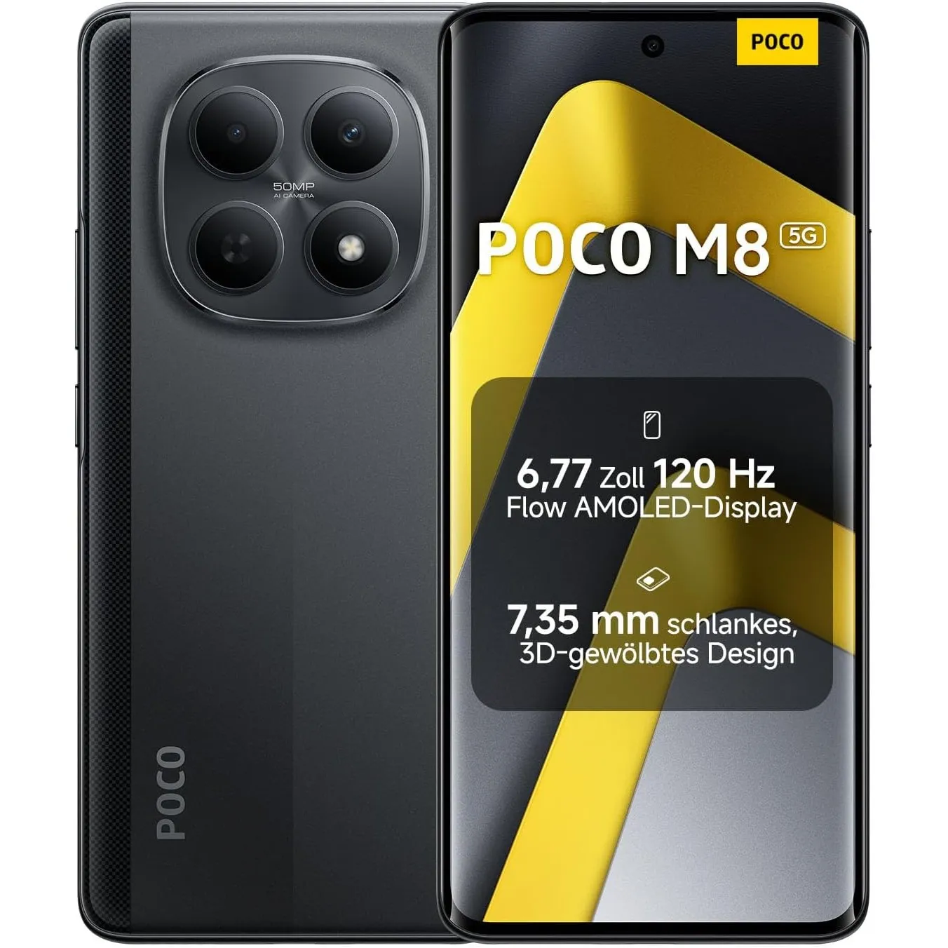 XIAOMI Poco M8 5G Smartphone, 8 GB RAM + 512 GB Speicher, Handy mit Android, 6,77" 120 Hz Flow AMOLED, 50 MP KI-Dual-Ka…