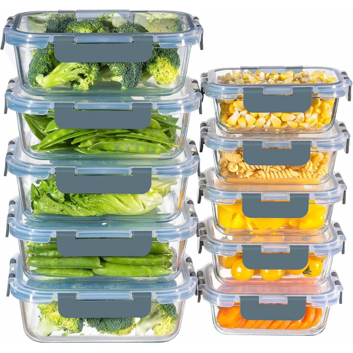 MFY 10er-Set (1040ml & 400ml) Glasbehälter mit Deckel Set, Meal Prep Boxen Glas Frischhaltedosen Glas mit Deckel, BPA-f…
