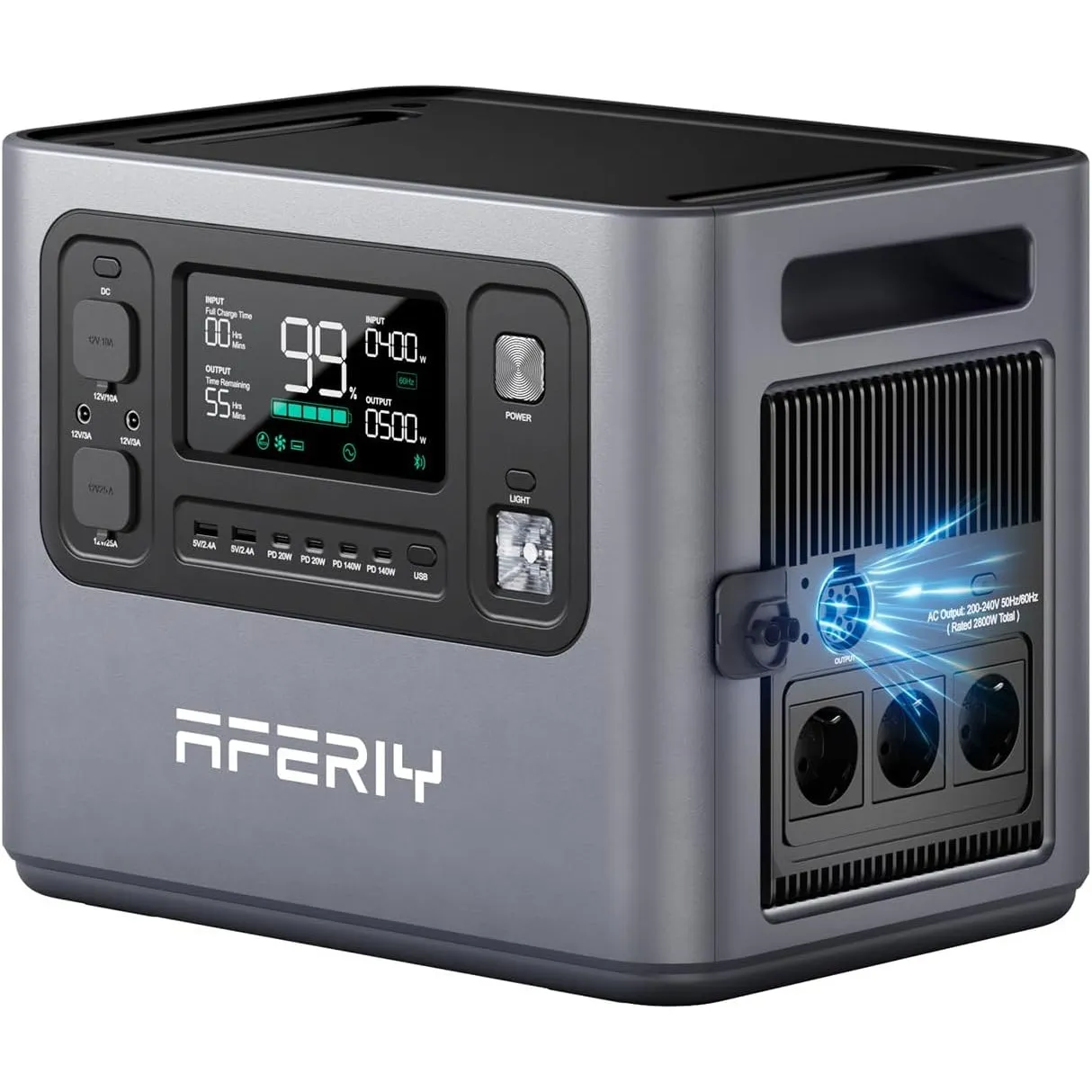 AFERIY 2800W Tragbare Powerstation 2048Wh, Erweiterbar Auf 10240Wh LiFePO4 Solargenerator & 1,3Std Schnellladung, 13 Au…