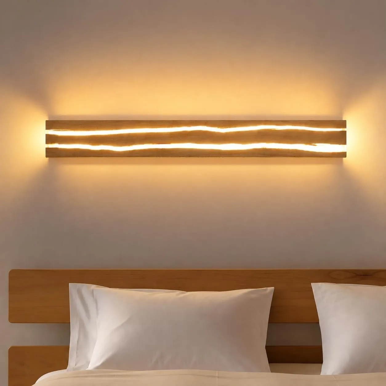 ZMH LED Wandleuchte innen Holz 80CM Wandlampe Wohnzimmer 13W Modern Design
