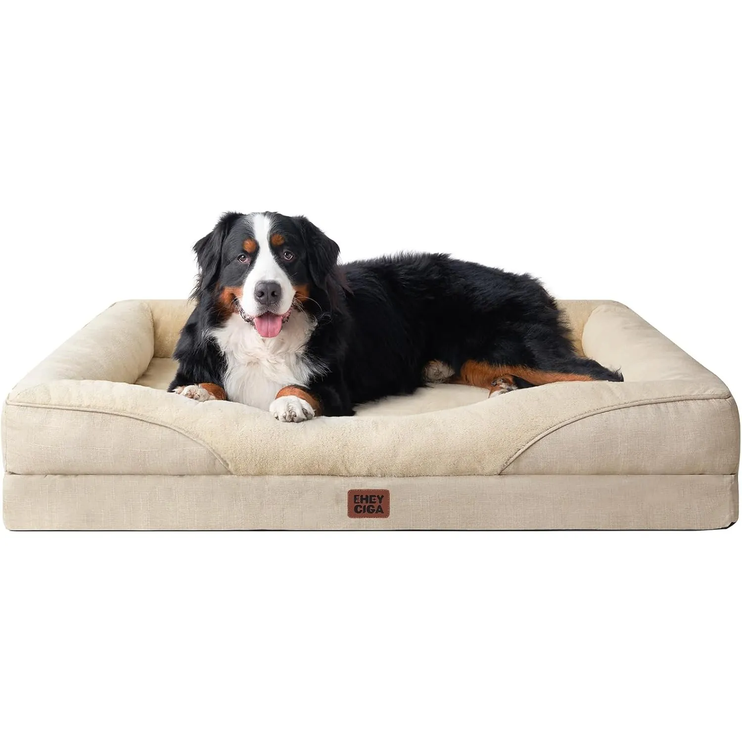 EHEYCIGA Orthopädisches Hundebett Grosse Hunde, 132x104x20cm, Memory Foam Waschbar und Wasserdicht Hundekorb mit 4 Ränd…