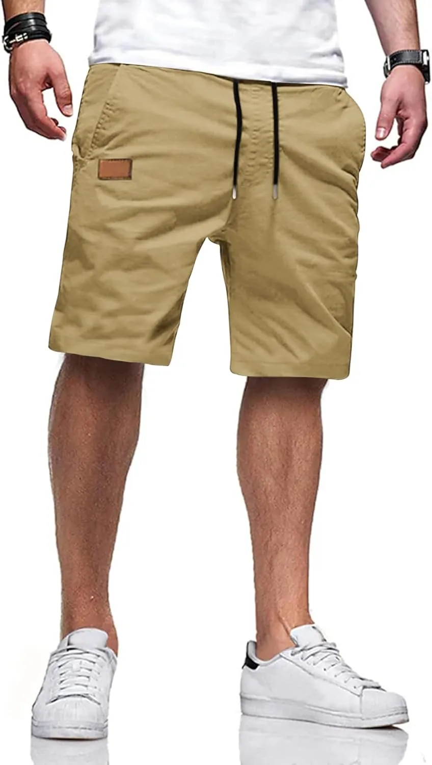 TARAINYA Kurze Hosen Herren Baumwolle Casual Shorts Herren Tunnelzug Elastische Sommer Chino mit Taschen