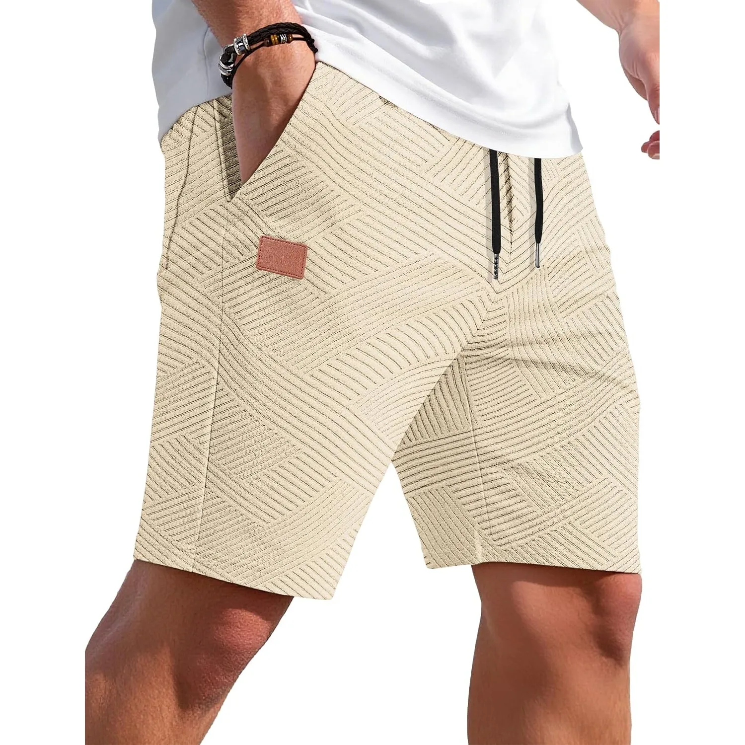 TARAINYA Textur Kurze Hosen Herren Baumwolle Shorts Sommer Mit Kordelzug | regular fit,strand,casual,stretch,elastische…