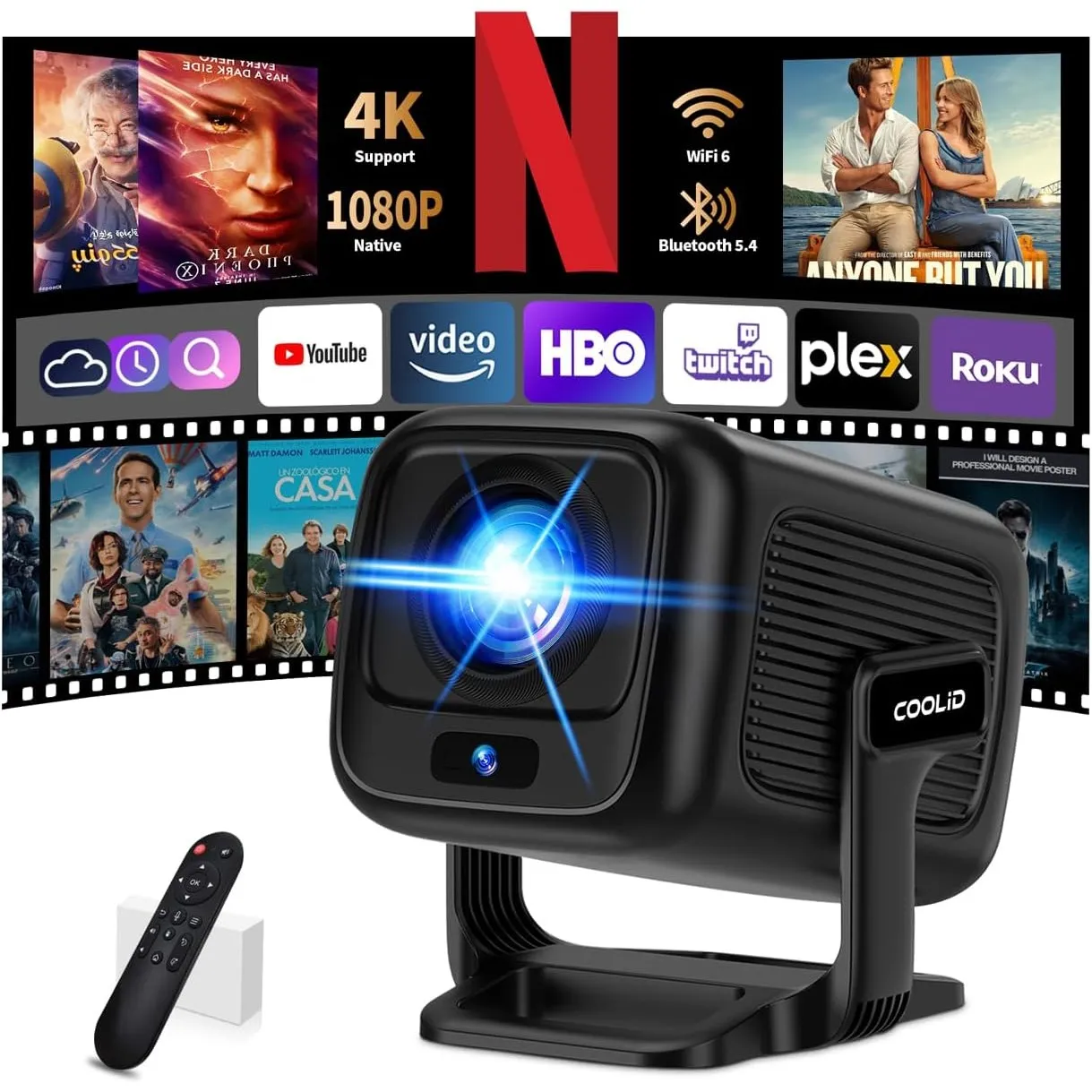 [ Autofokus & 2026 Upgraded ] Beamer 4K Projektor Native 1080P Mini Beamer Mit 5G WiFi 6 und BT 5.4 Tragbarer Projector…
